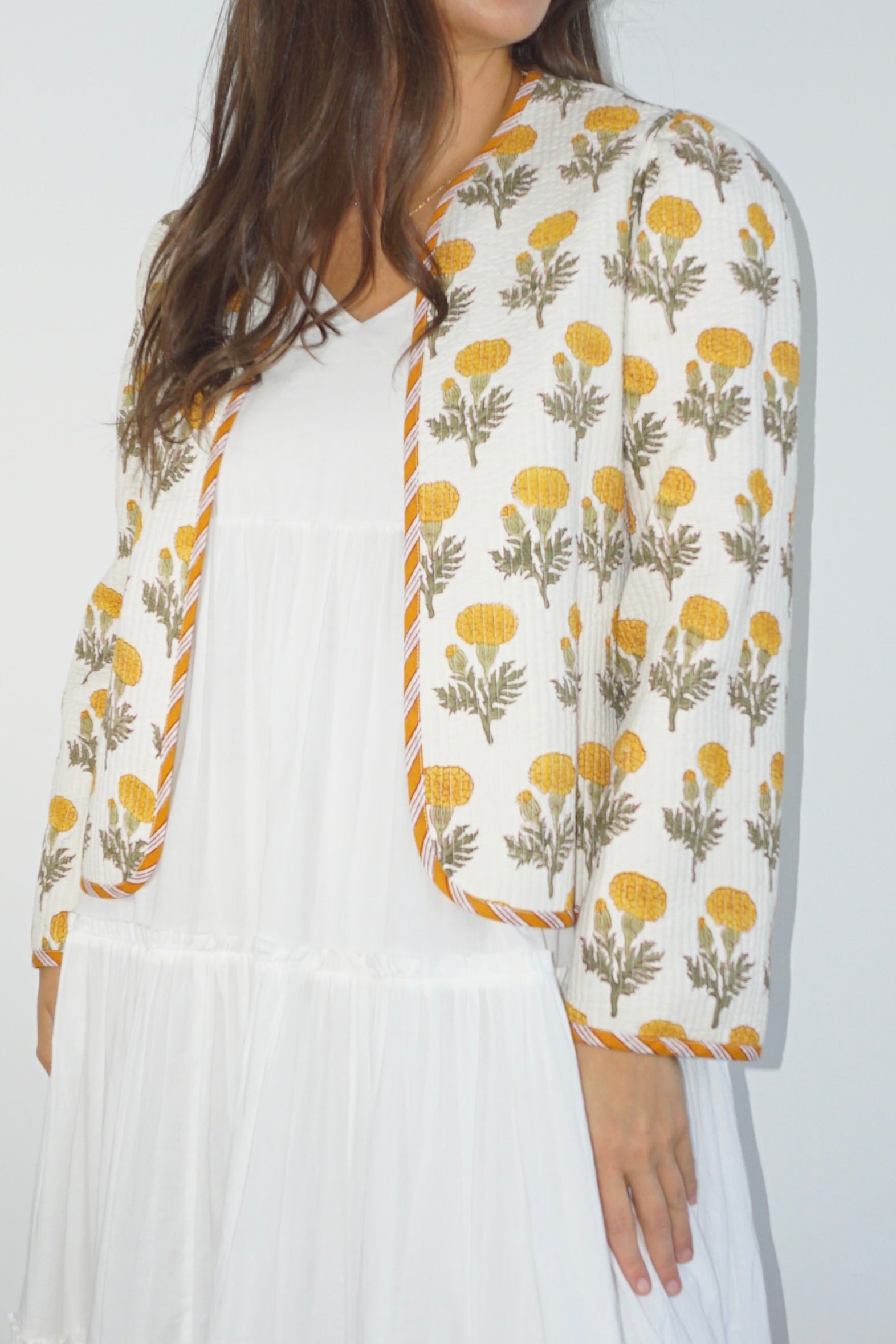 Shylah Quilted Jacket in Marigold