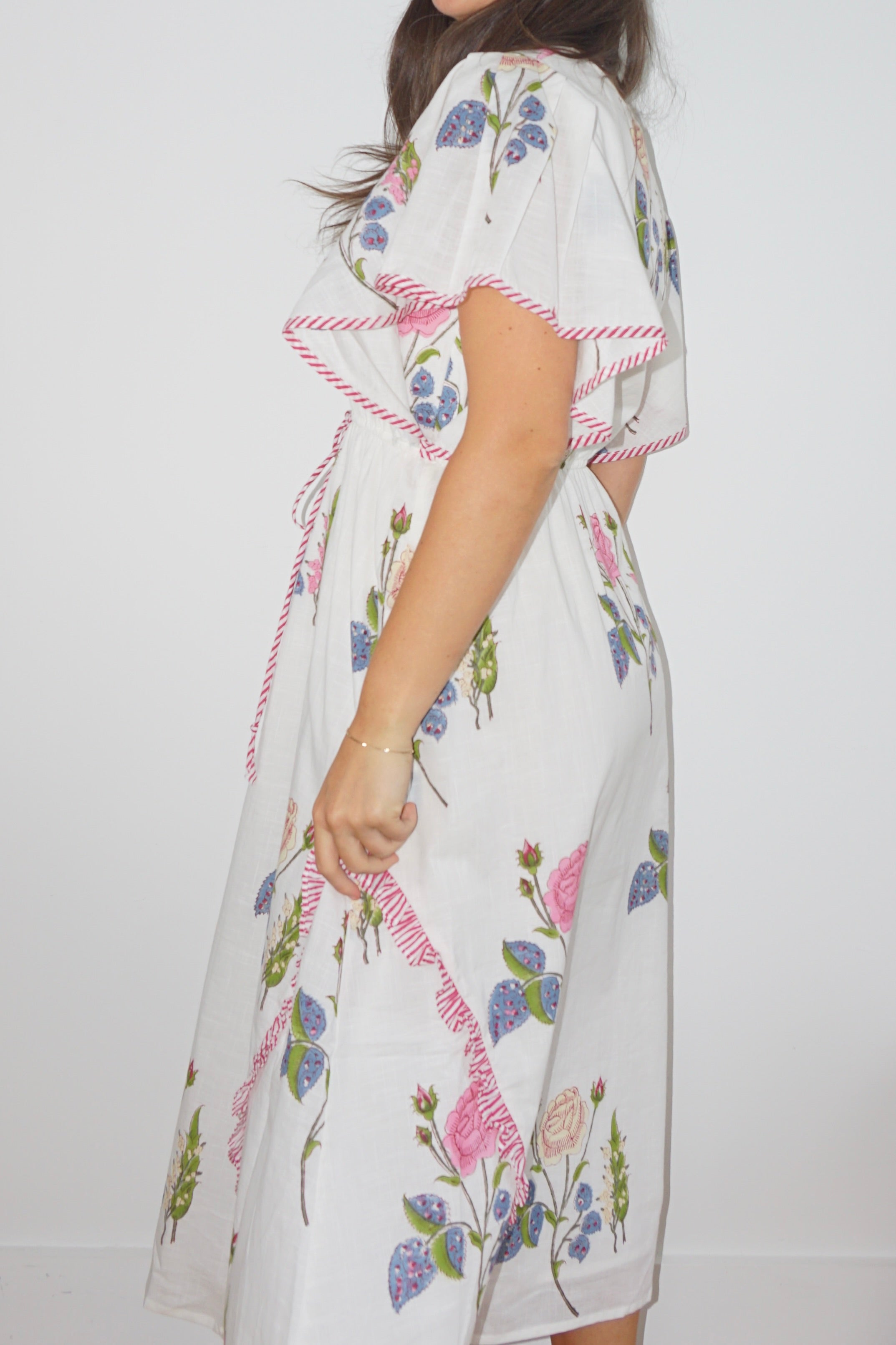 Carter Midi Dress in Multi Rosette