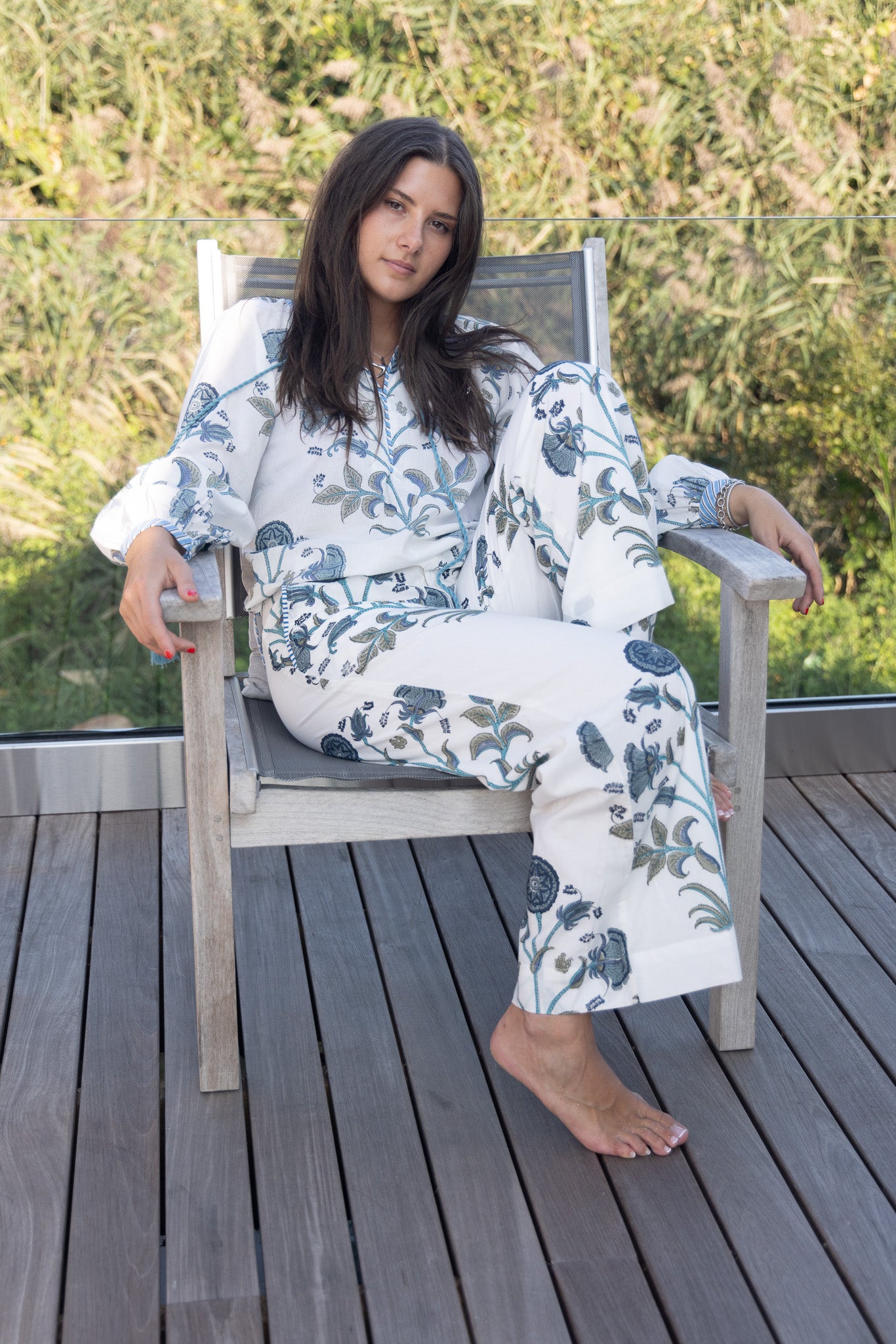 Chara Blouse in BLUE VINE