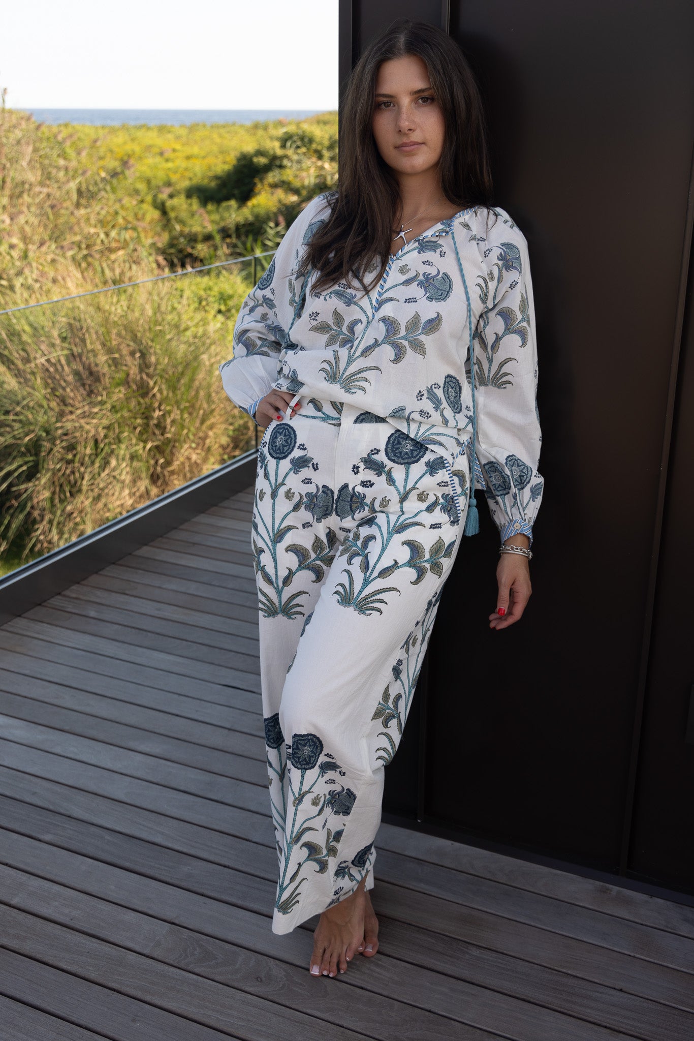 Chara Blouse in BLUE VINE