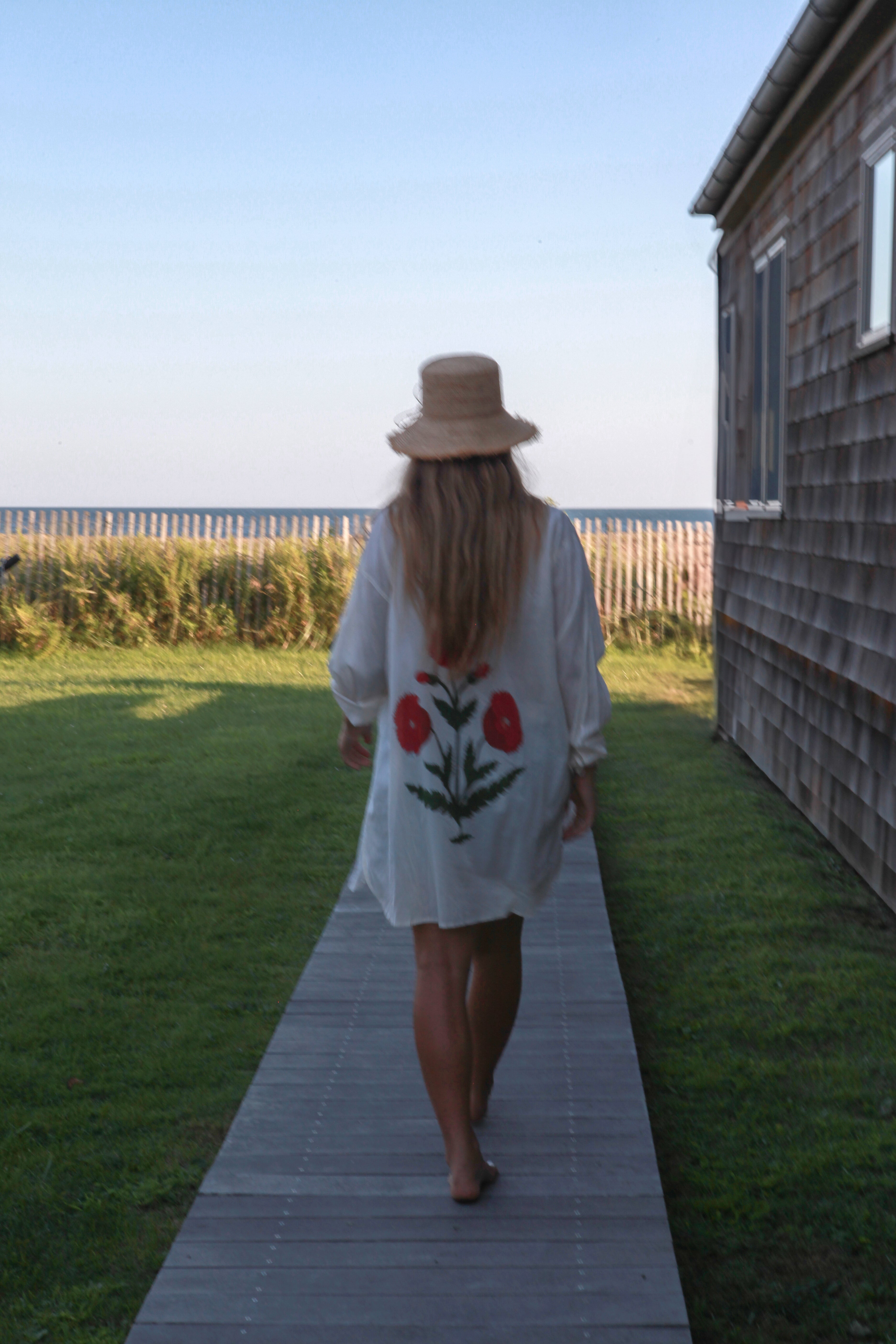 NIBI MTK Clove Shirt Dress - Ecru/Red