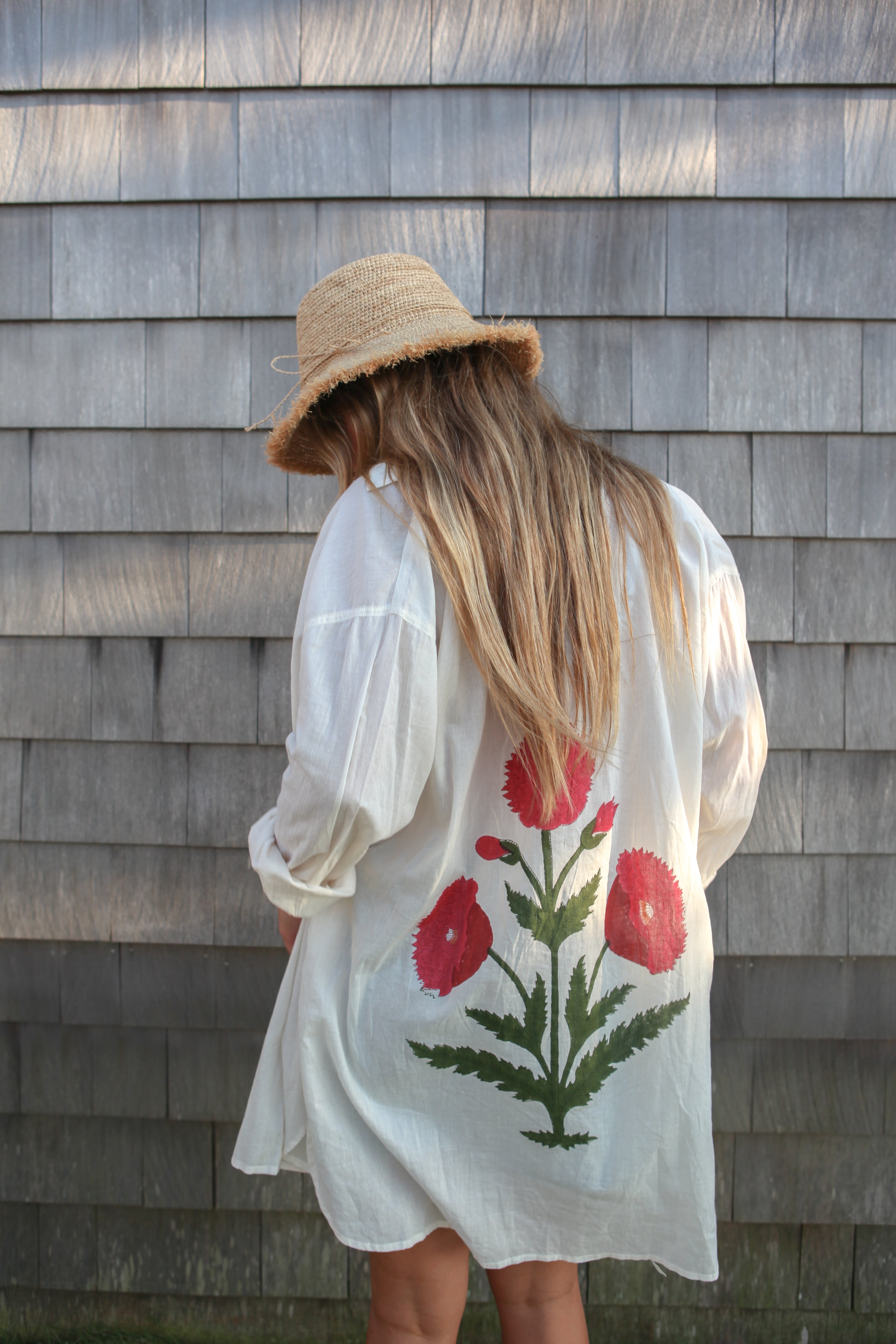 Clove Shirt Dress - Ecru/Red