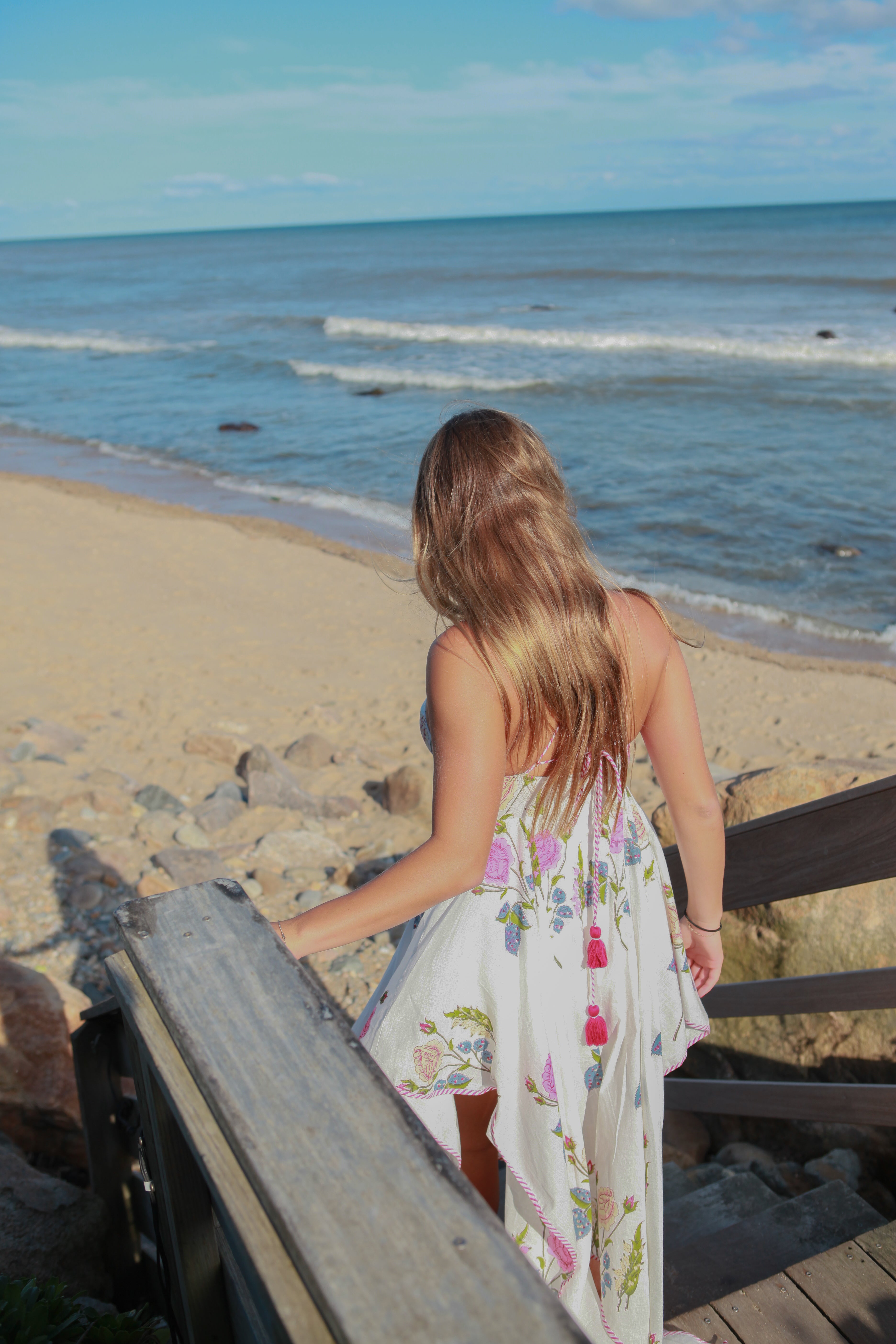 Cross Back Dress in Multi Rosette