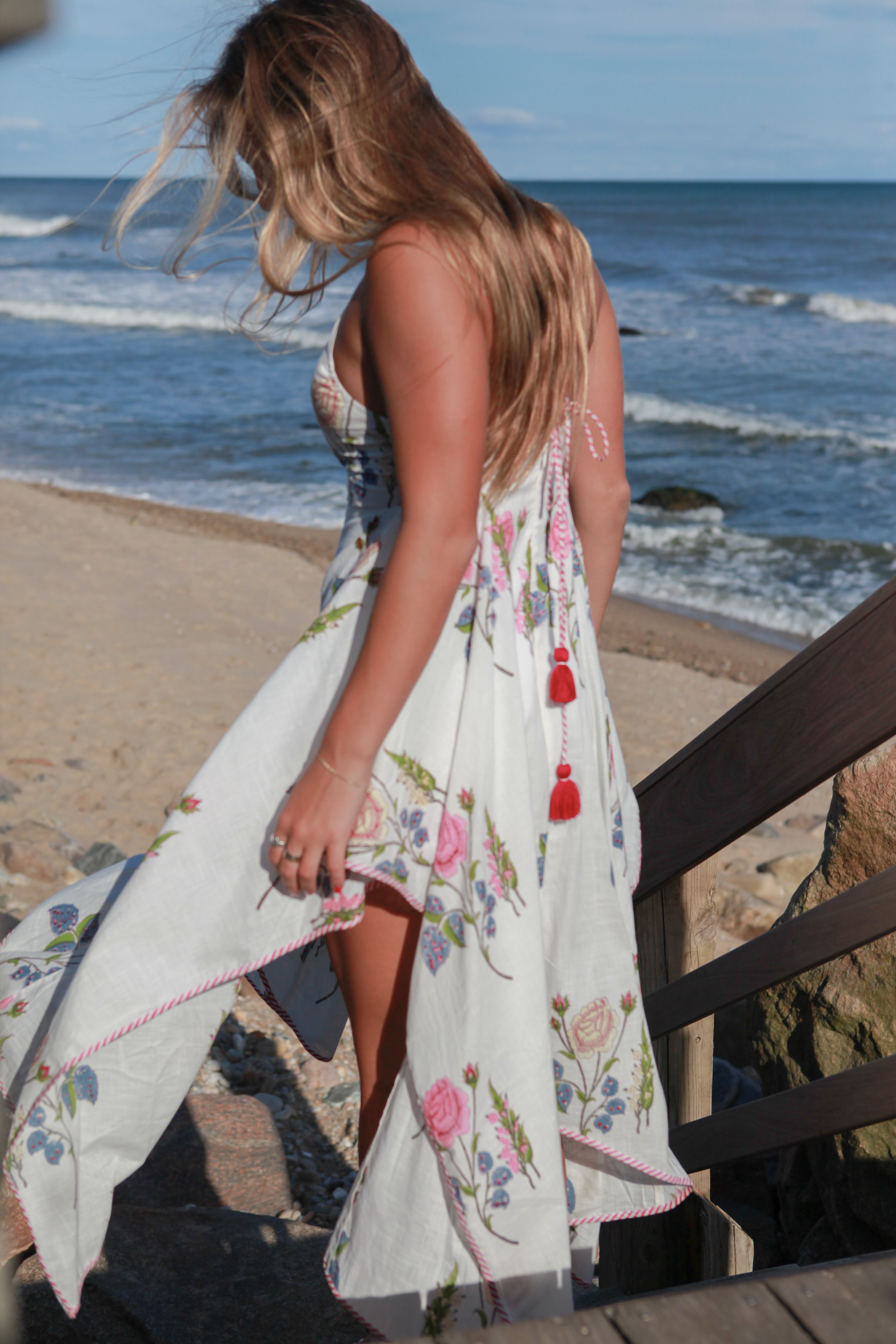 Cross Back Dress in Multi Rosette