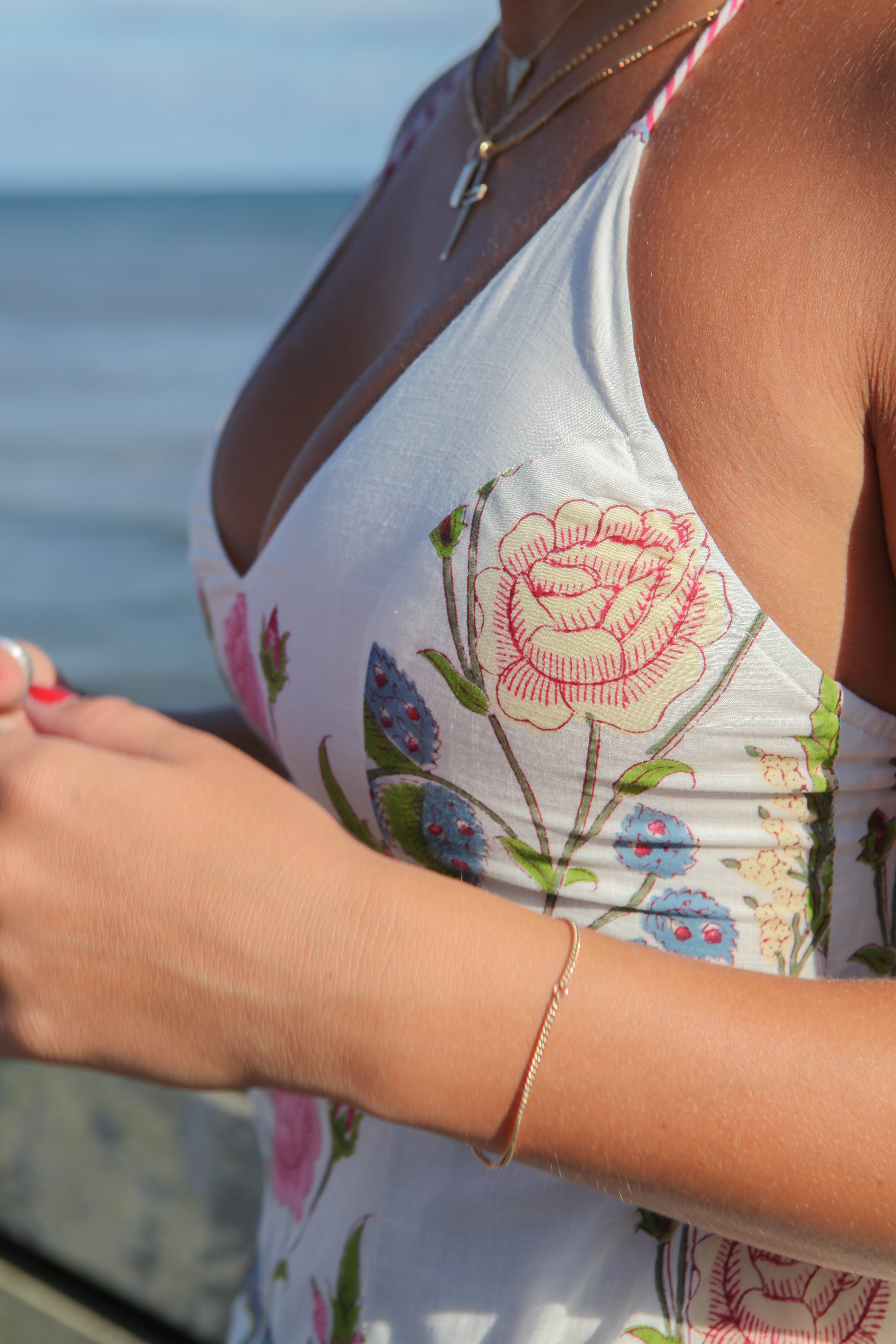 Cross Back Dress in Multi Rosette