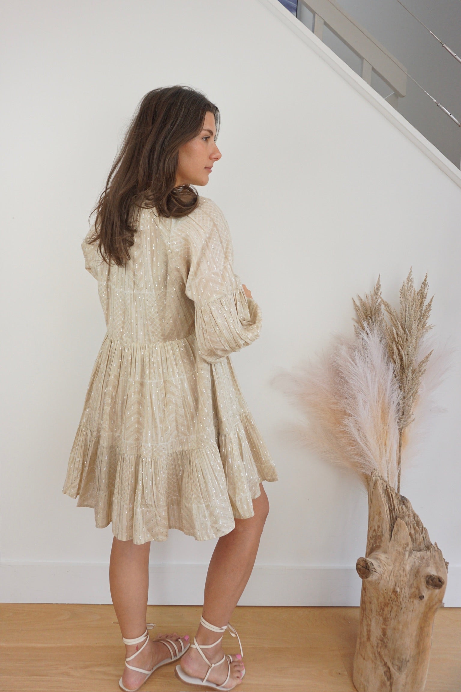 Briar Mini Dress - Beige/Lurex
