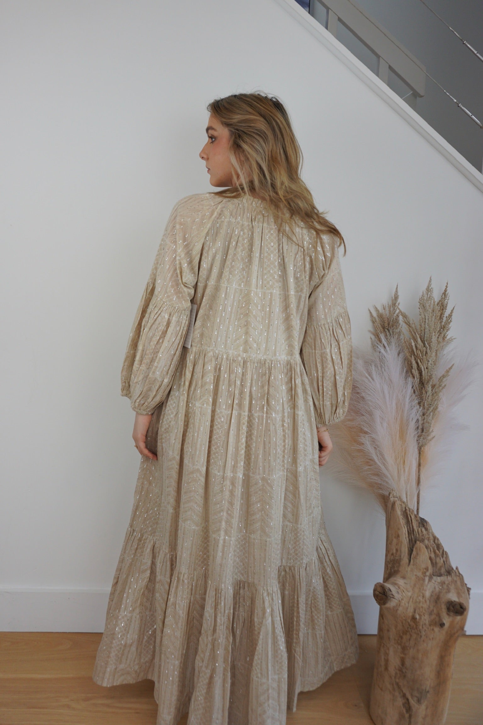 Briar Maxi Dress - Beige/Lurex