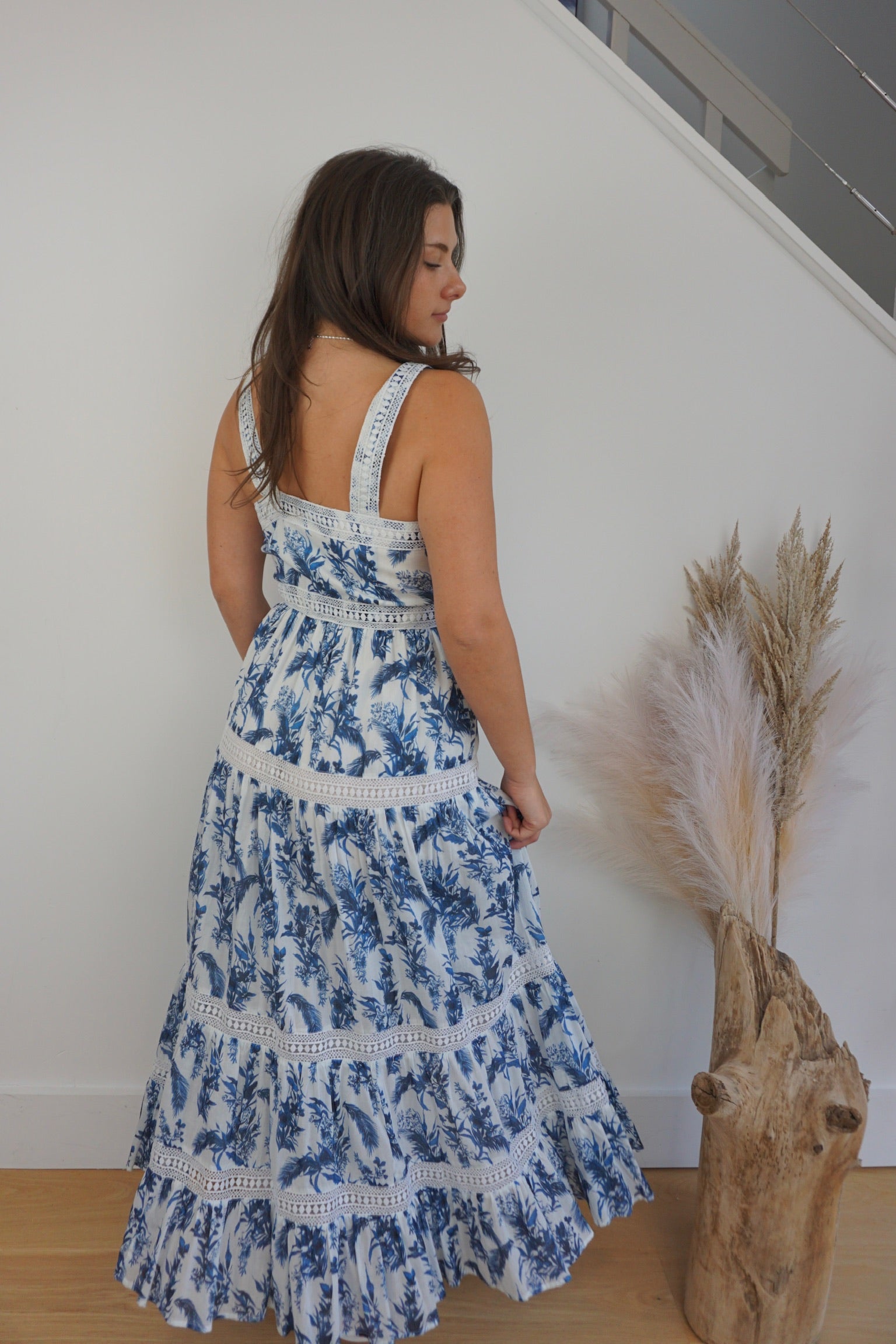 Palms Maxi Dress - Blue Leaf