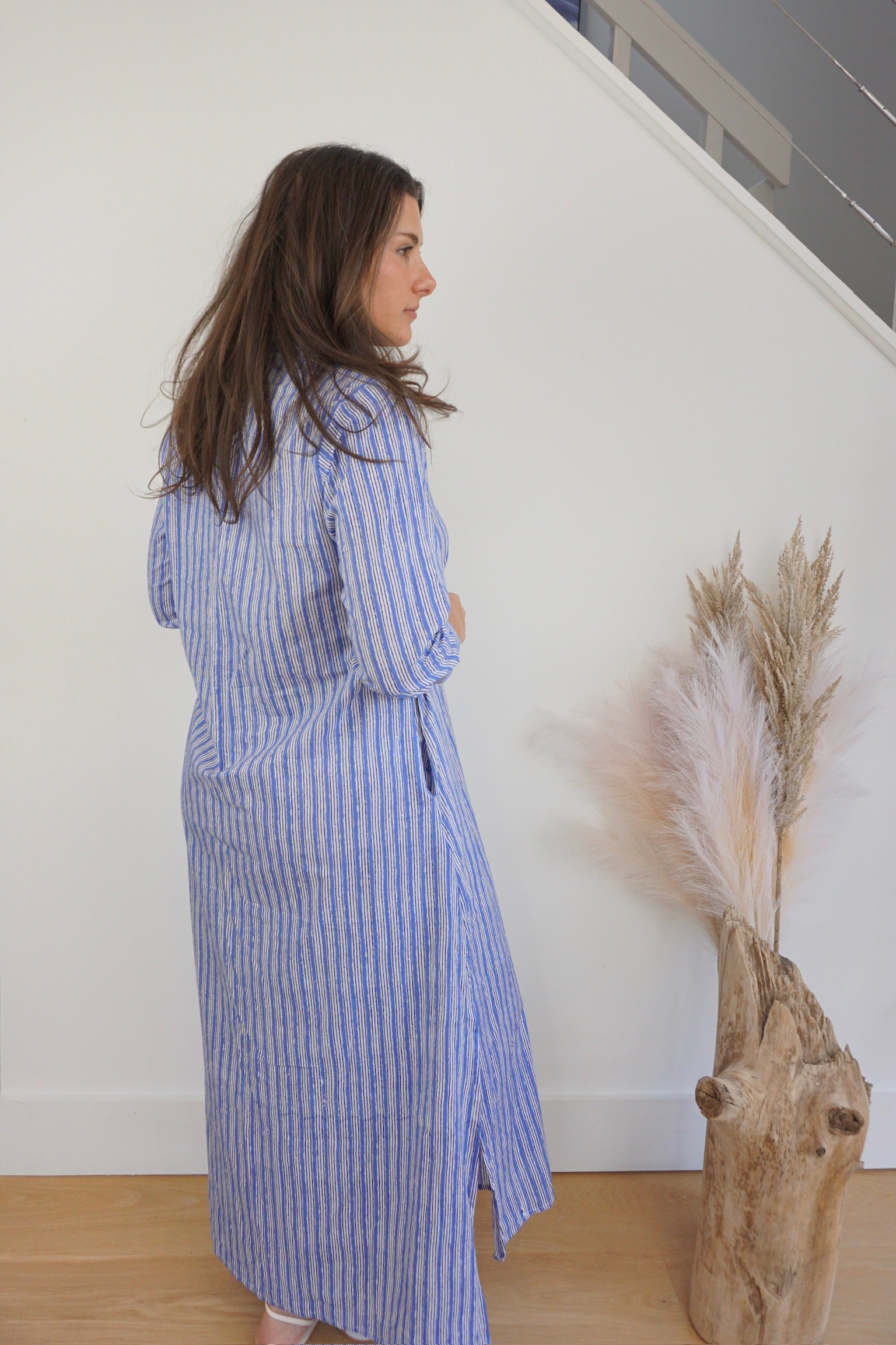 Caspian Shirt Dress - Blue Stripe