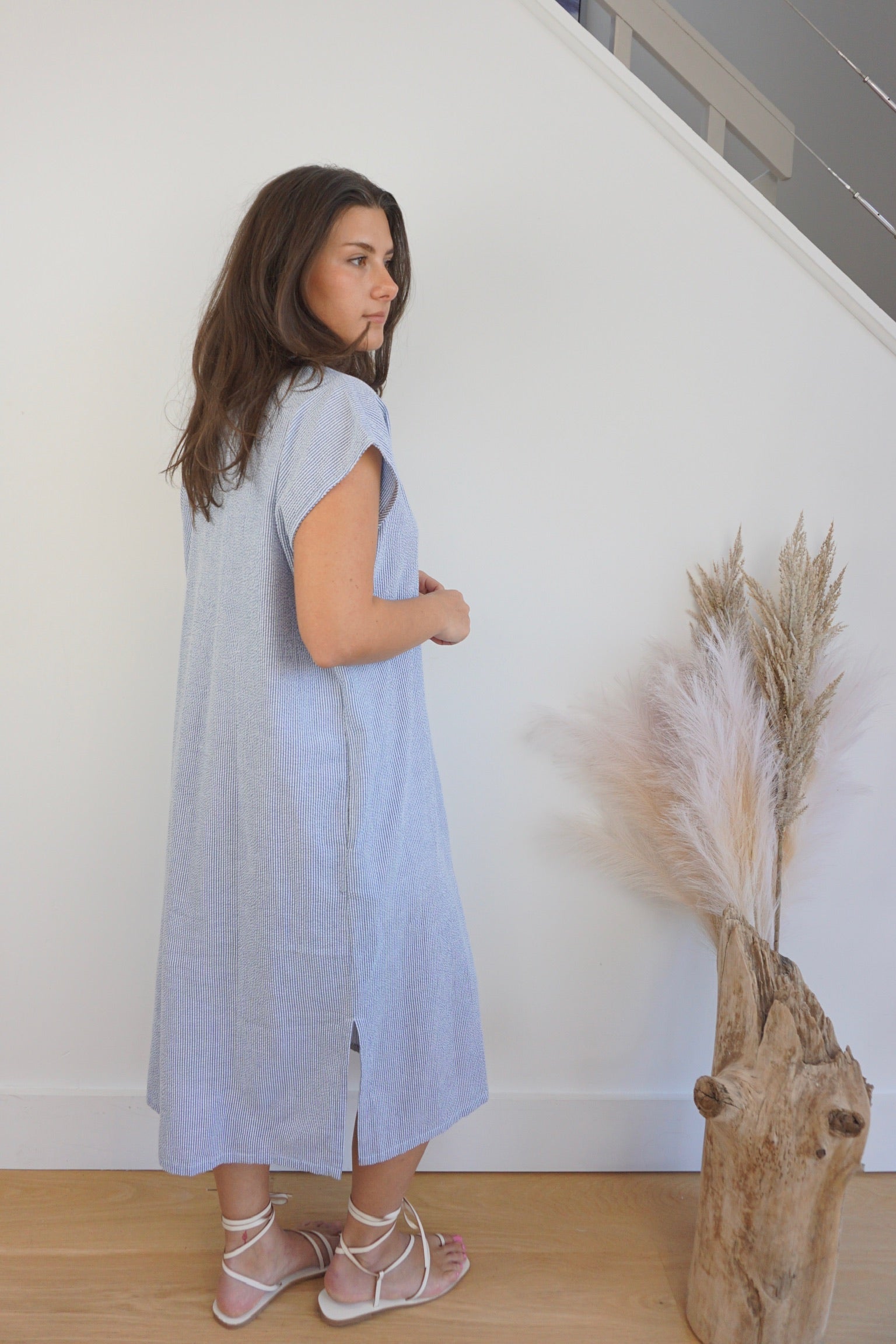 Calla Midi Dress - Seersucker