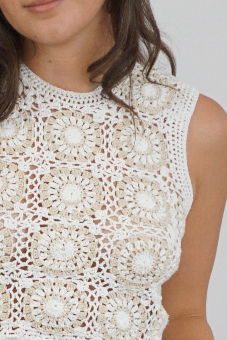 Celeste Mini Dress - Cream/White