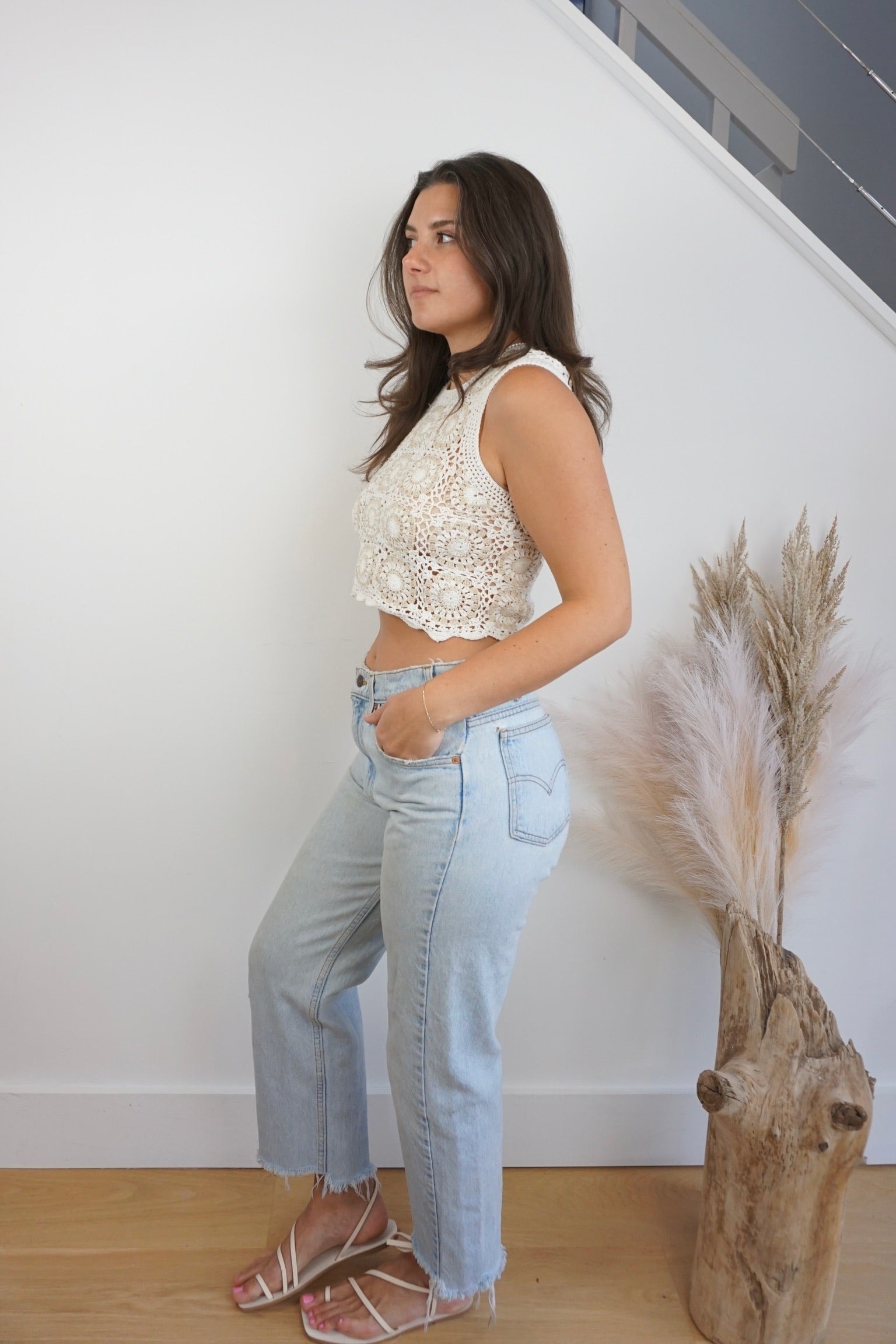 June Tank - Cream/White Stripe