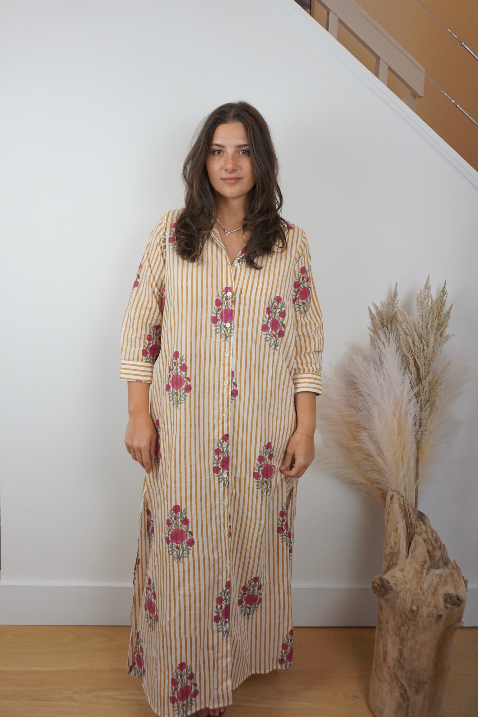 Caspian Shirt Dress - Yellow Stripe