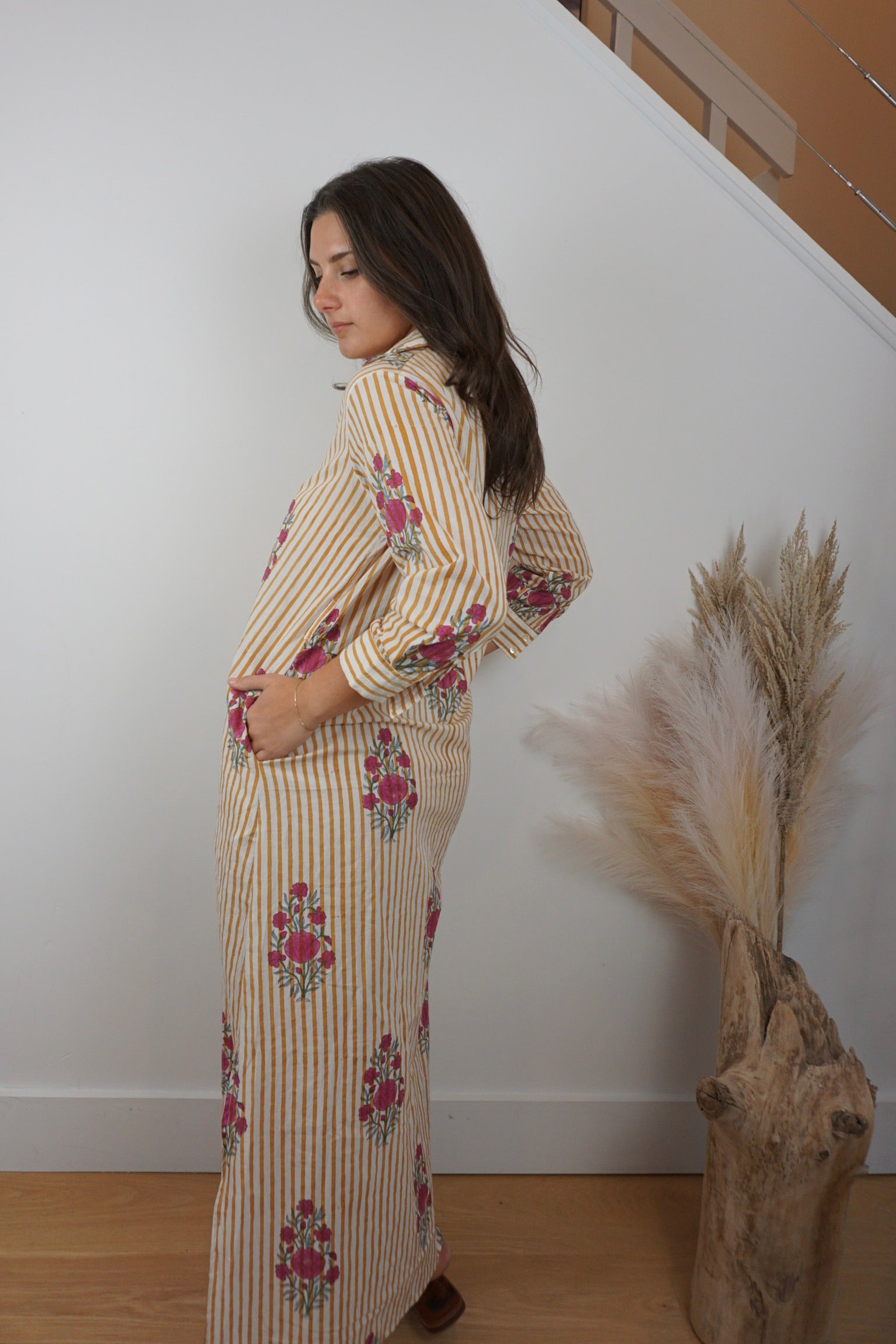 Caspian Shirt Dress - Yellow Stripe