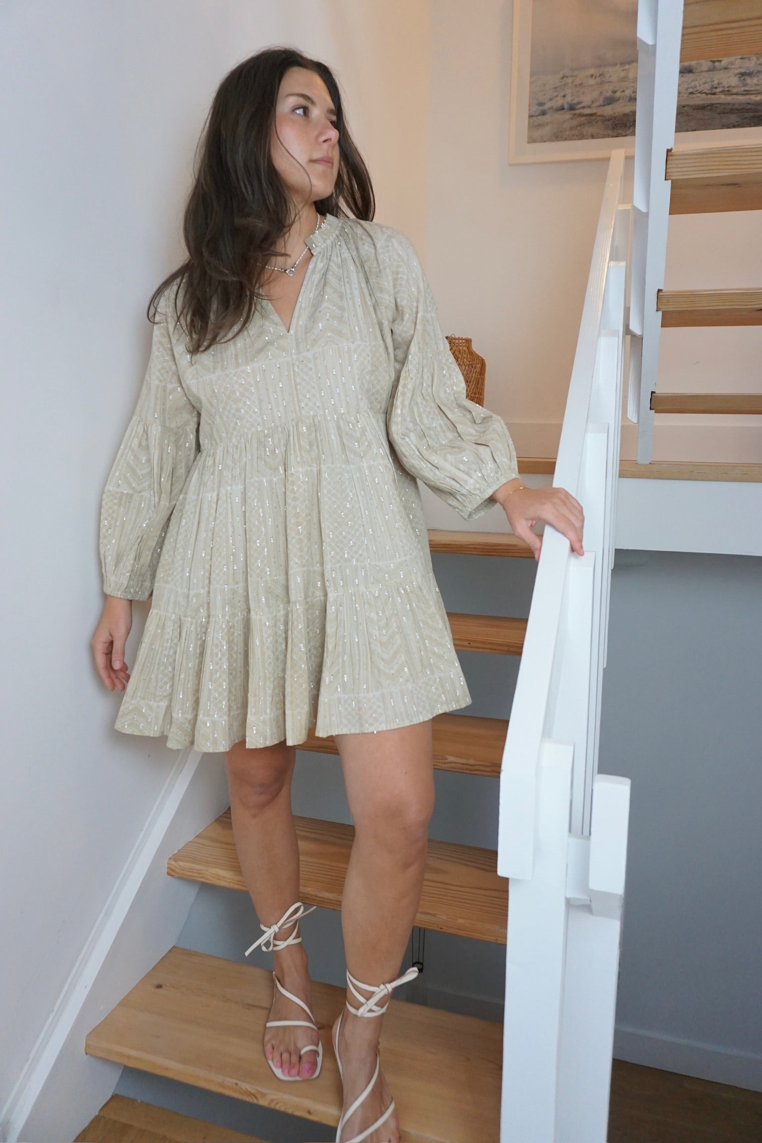 Briar Mini Dress - Beige/Lurex