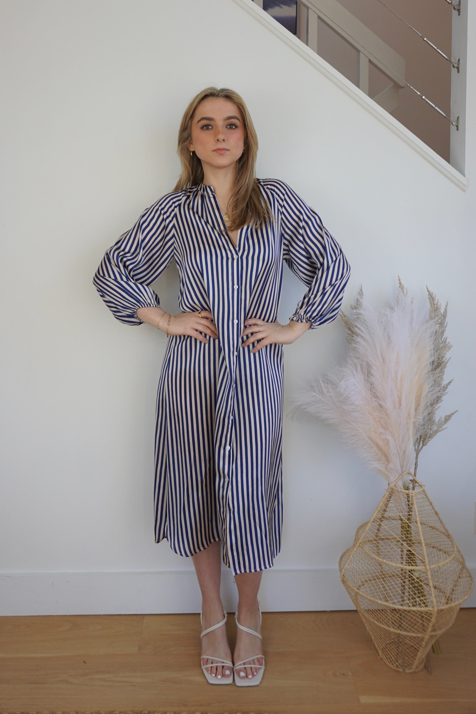 Willa Shirt Dress - Navy/Cream Stripe