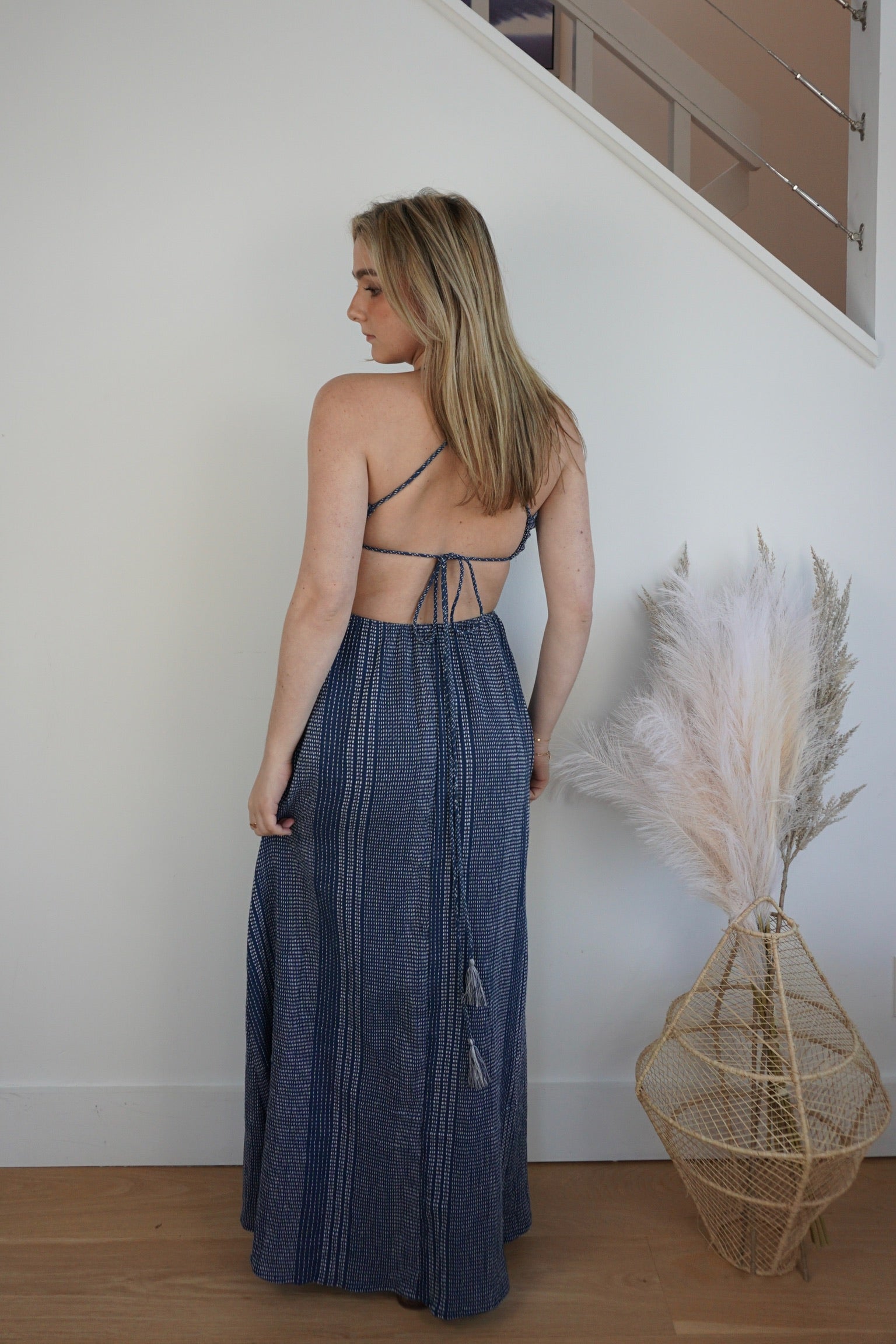 Mara Cutout Maxi Dress - Navy Stitch