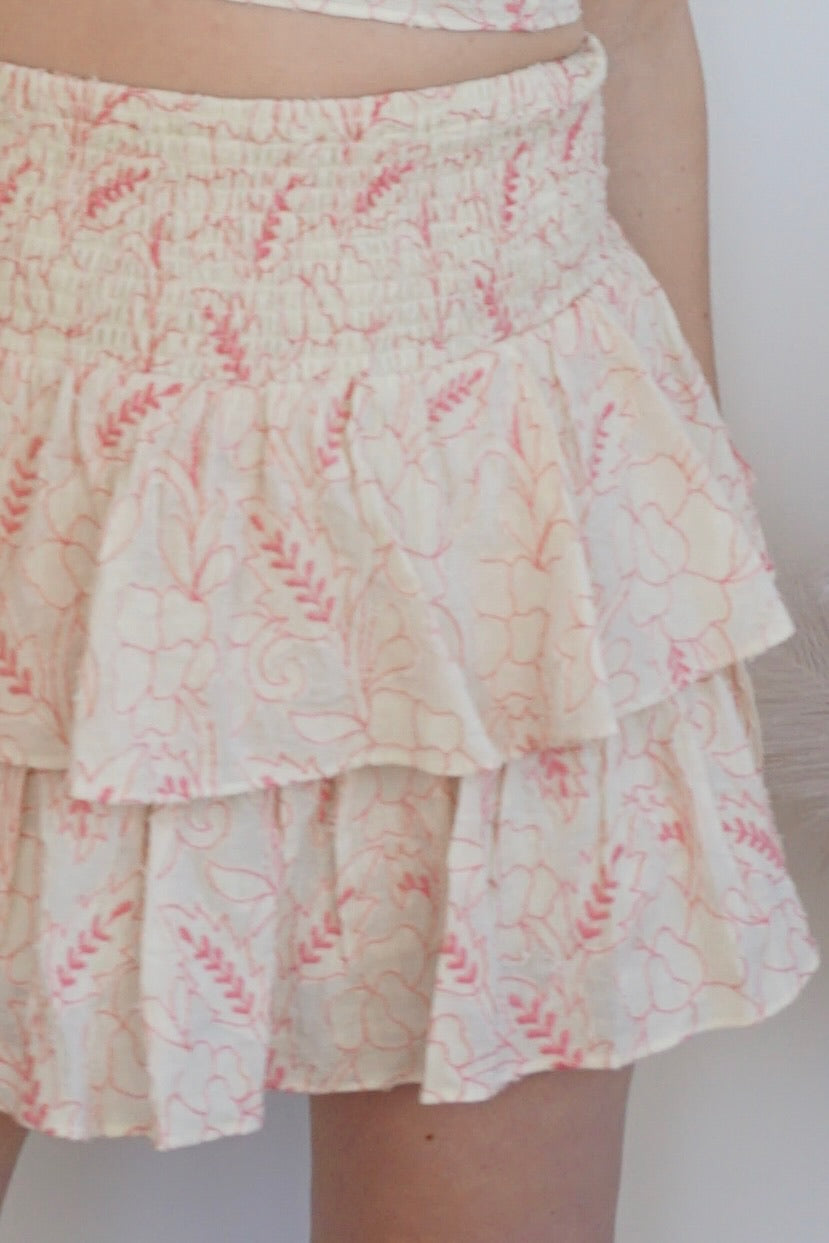 Cleo Mini Skirt - Pink Jacquard