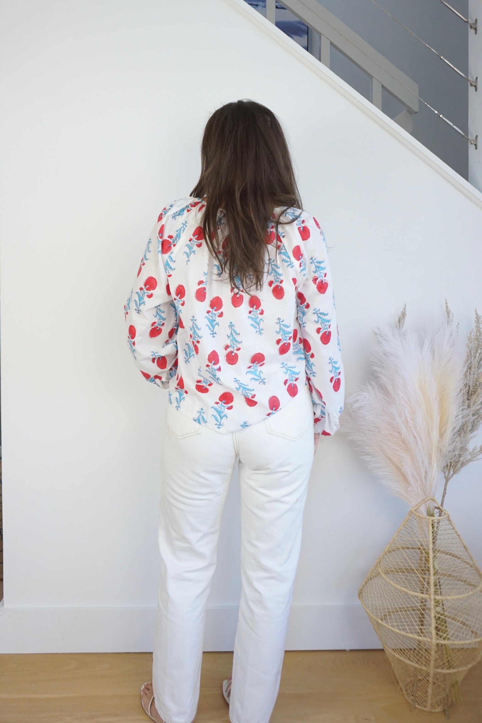 NIBI MTK Cindy Blouse - Red/Teal Poppy