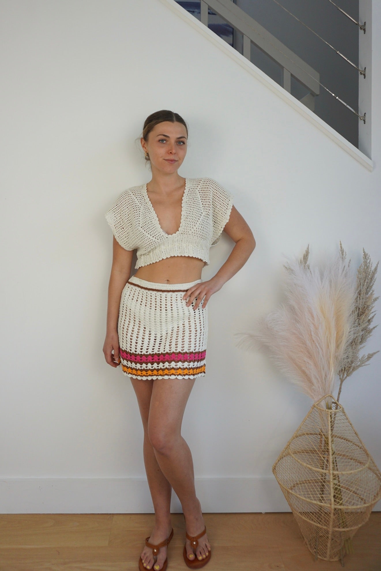 Caris Mini Skirt - Cream/Multi