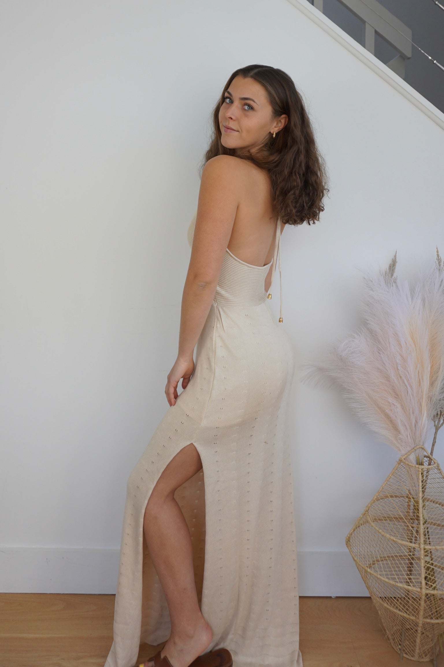 Cora Halter Knit Dress - Cream