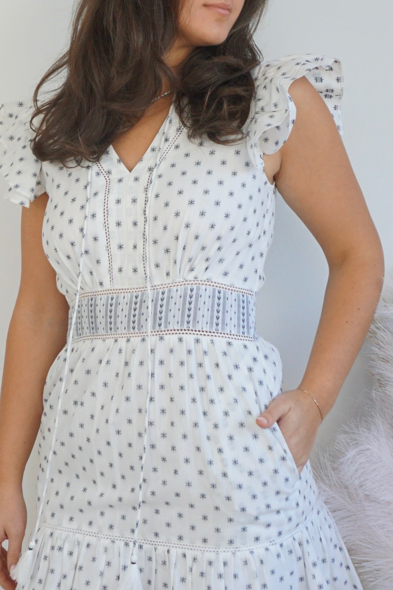 Percy Woven Mini Dress - Grey Dot