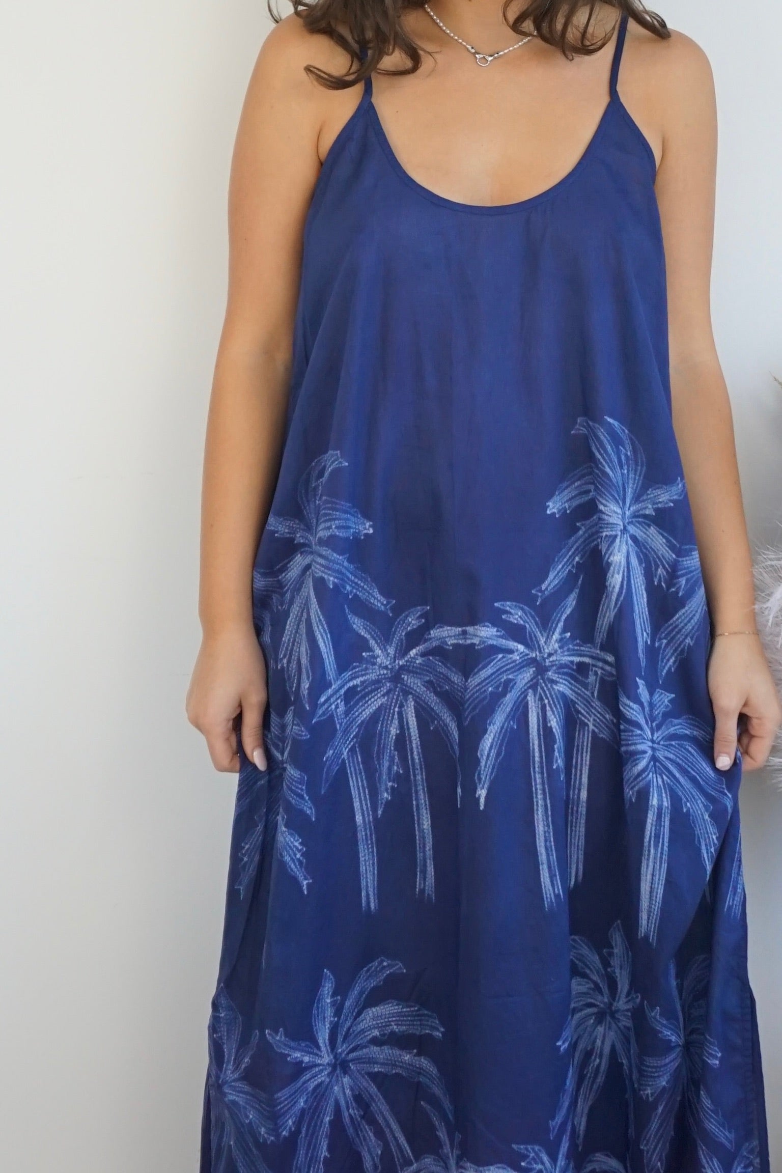 Pasha Maxi Dress - Navy Palm Shibori