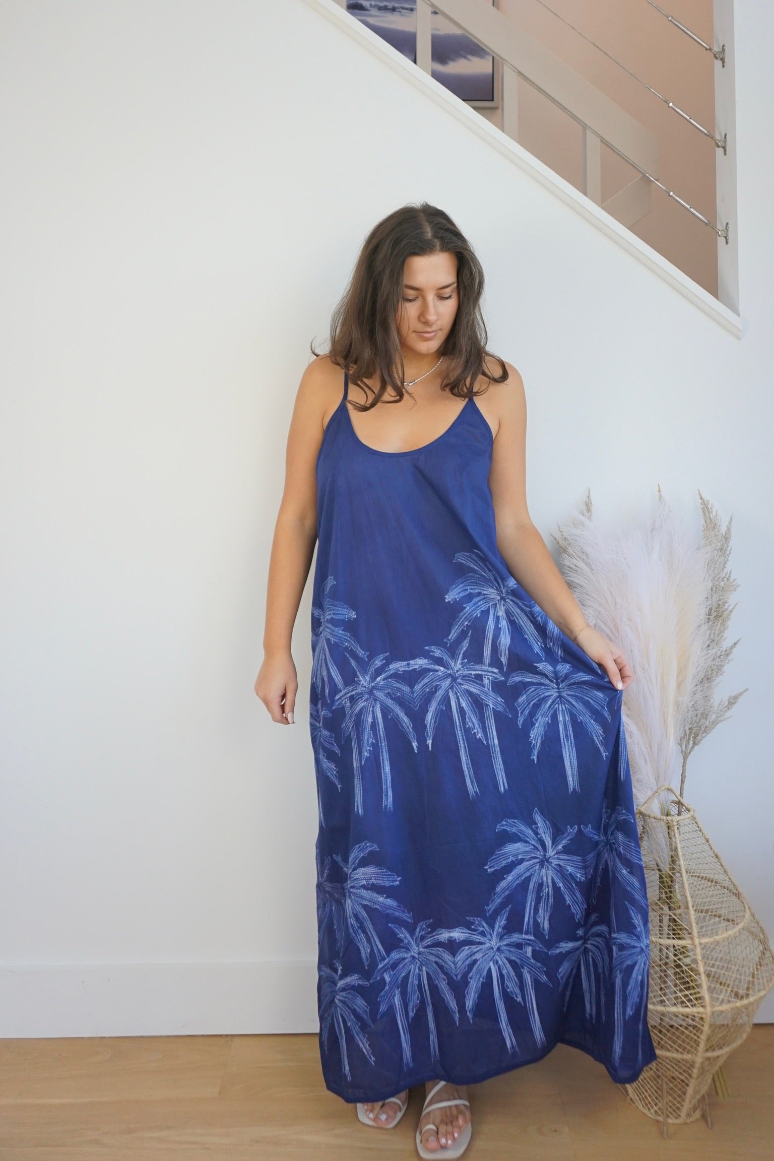 Pasha Maxi Dress - Navy Palm Shibori