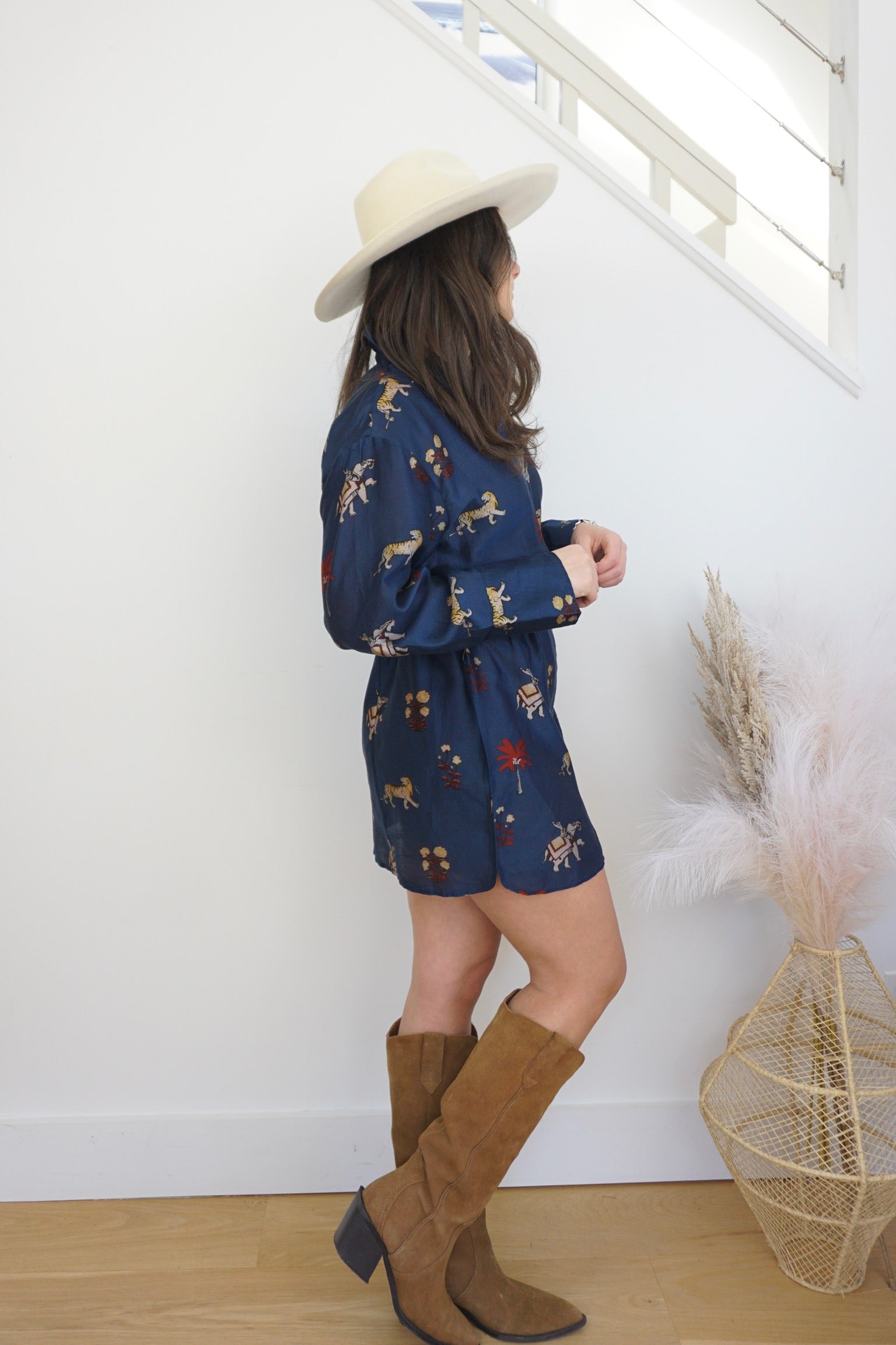 Mable Button Down Shirt - Navy Tiger