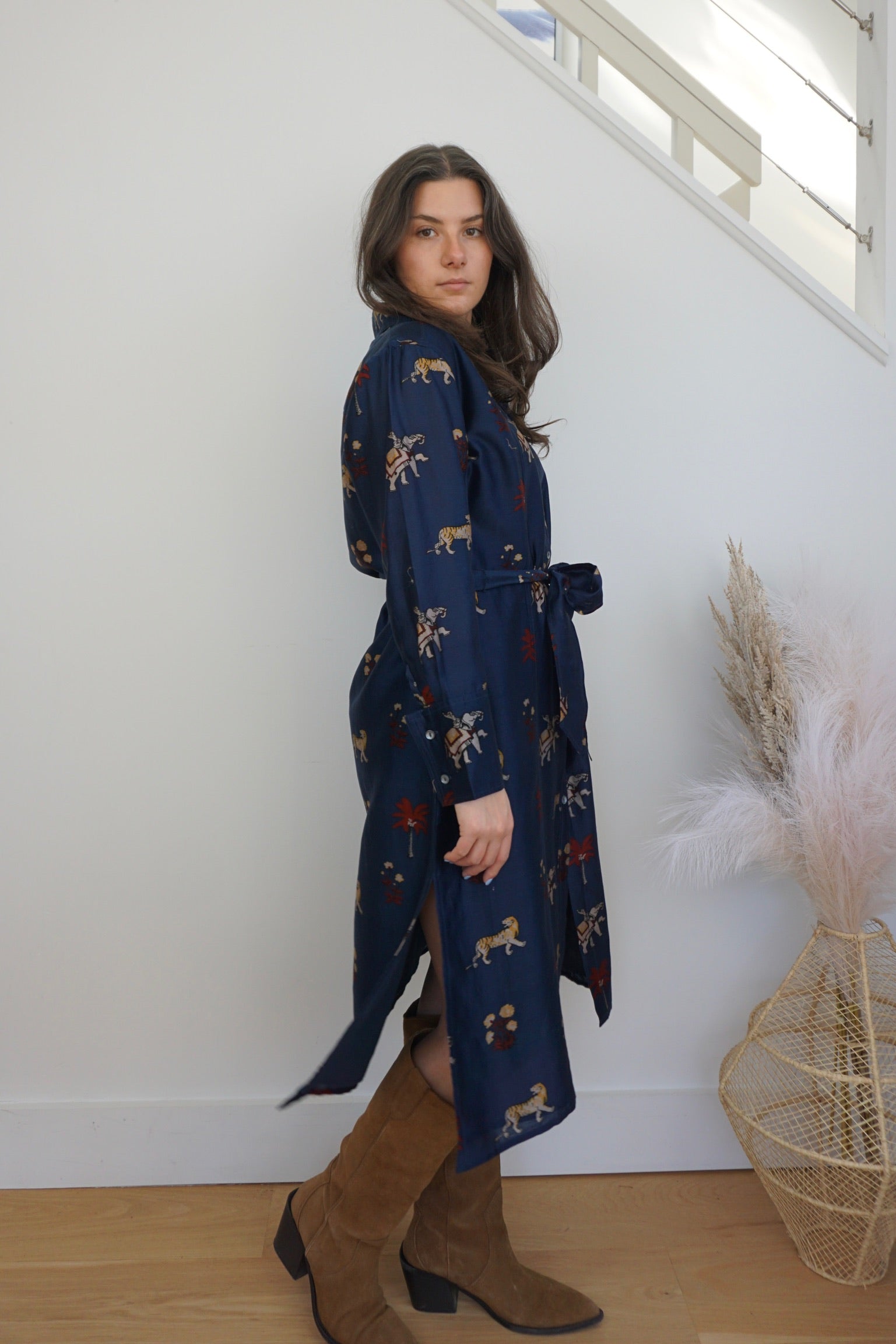 Zoey Midi Dress - Navy Tiger