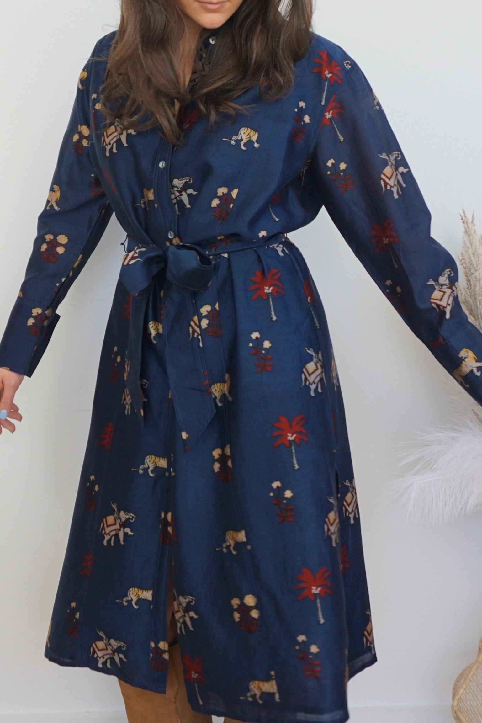 Zoey Midi Dress - Navy Tiger