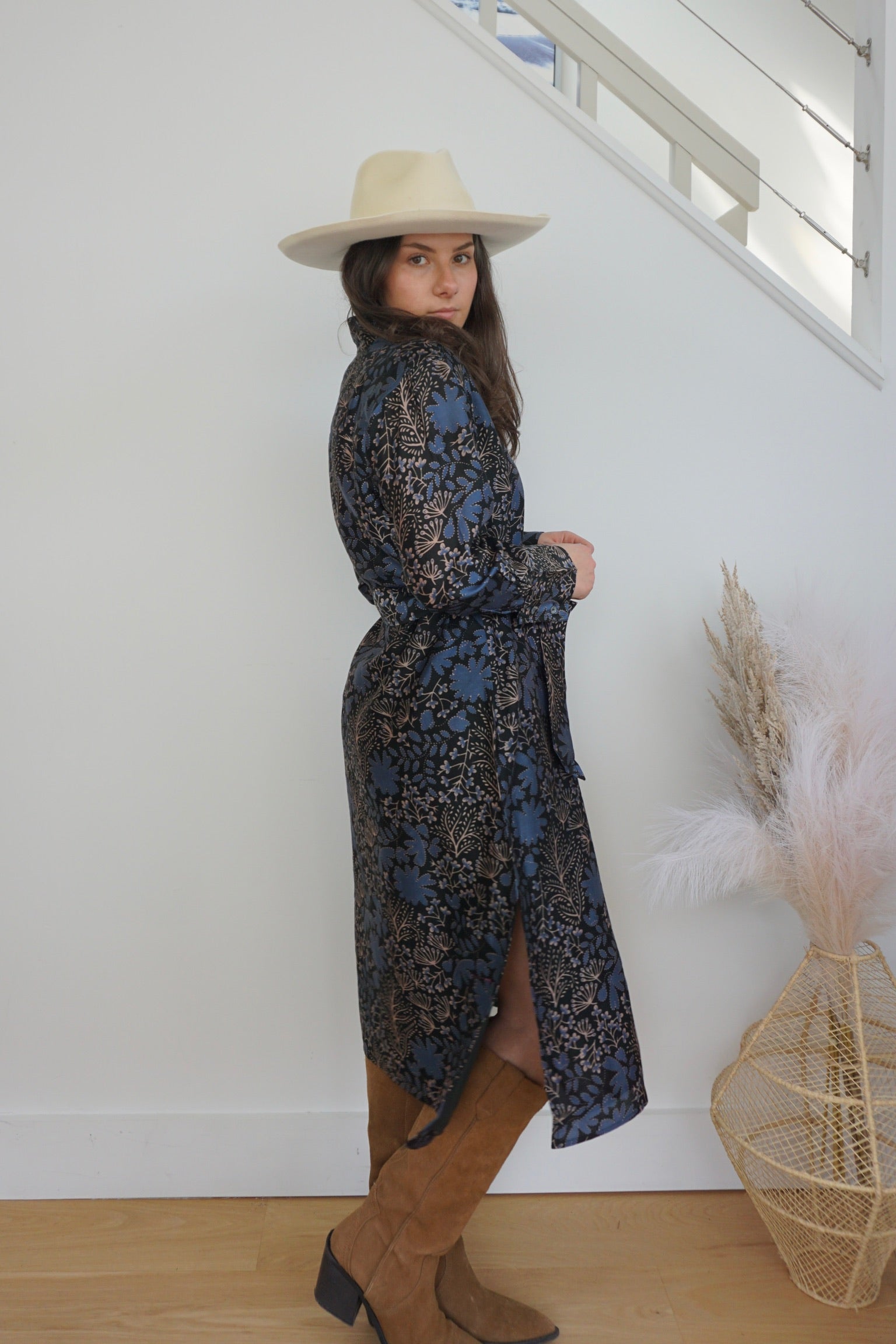 Zoey Midi Dress - Blue Flower