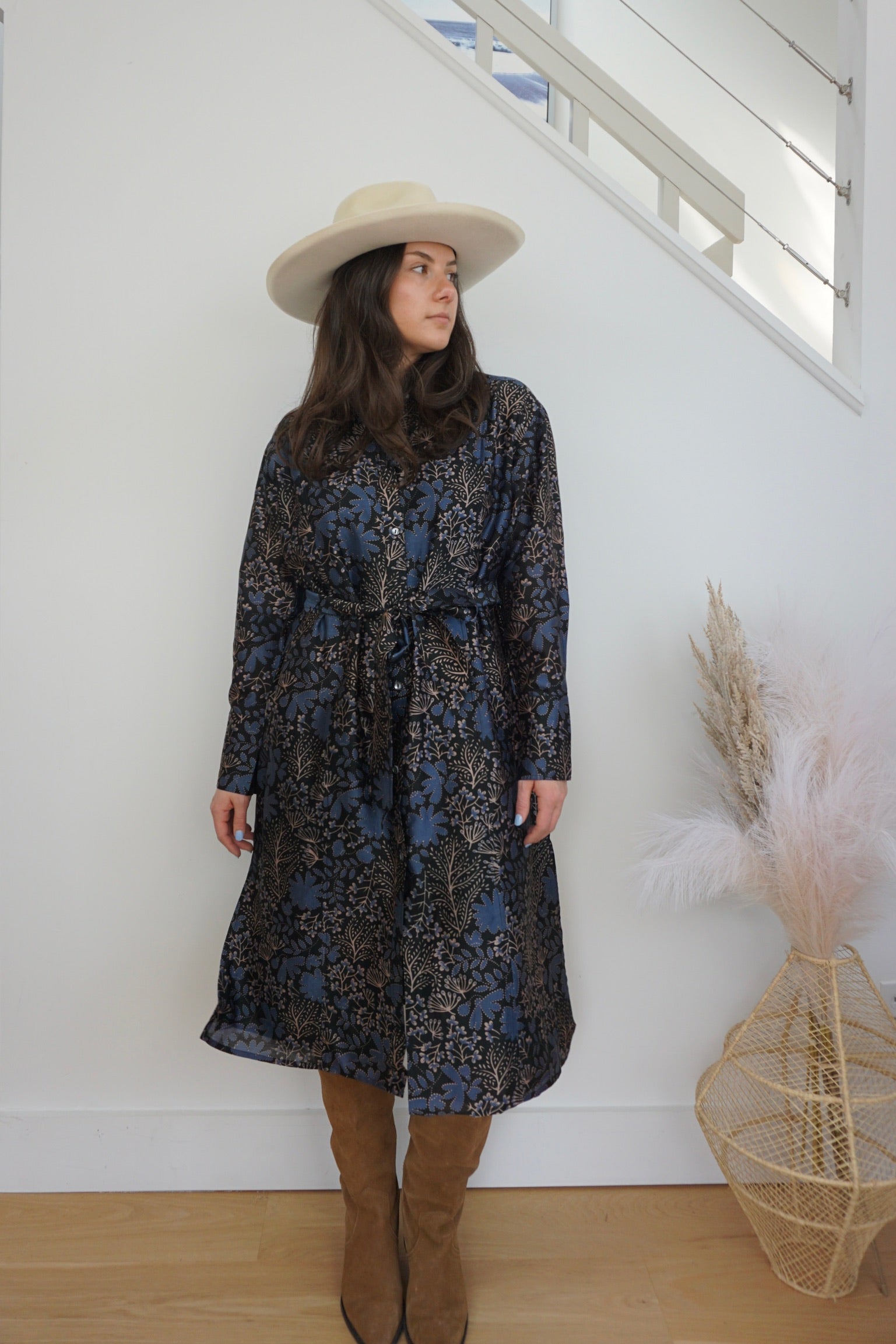 Zoey Midi Dress - Blue Flower