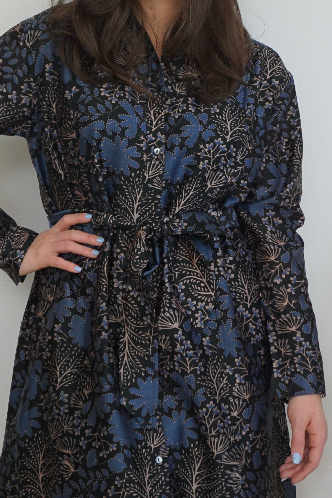 Zoey Midi Dress - Blue Flower