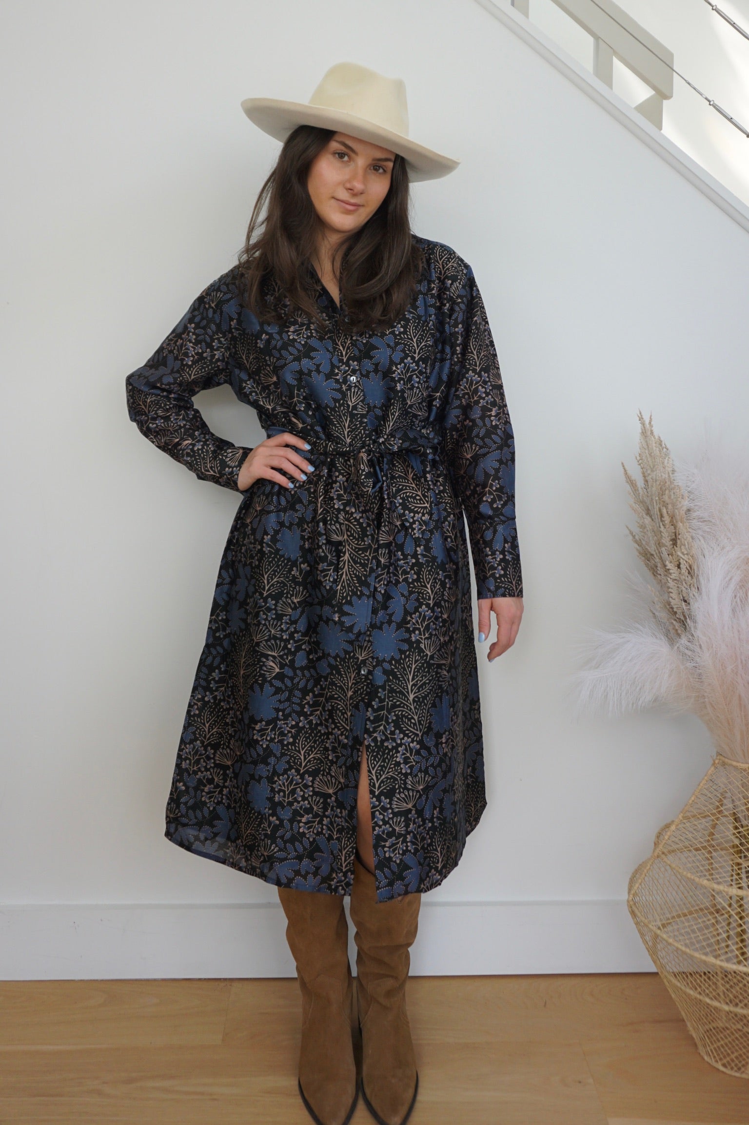 Zoey Midi Dress - Blue Flower