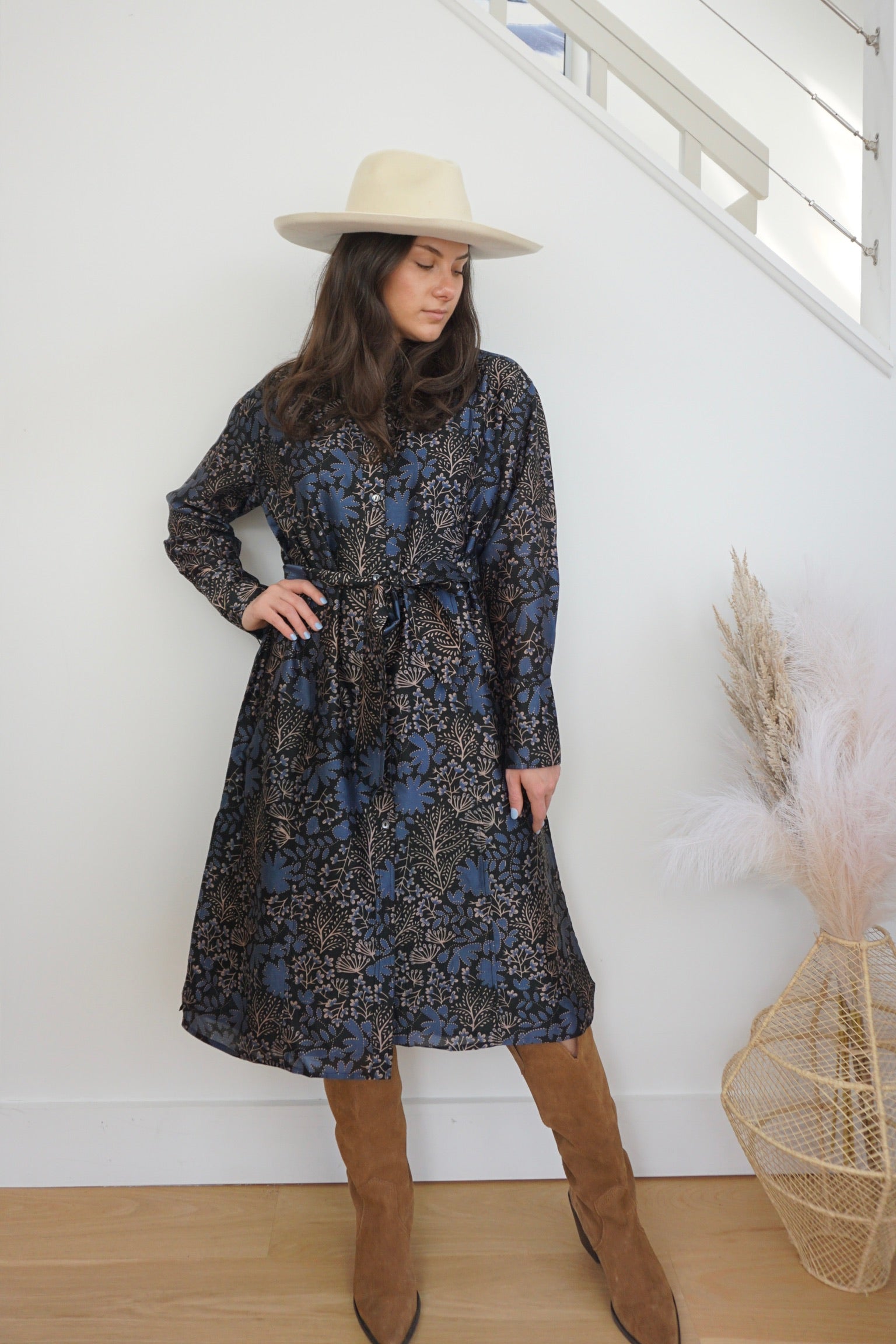 Zoey Midi Dress - Blue Flower