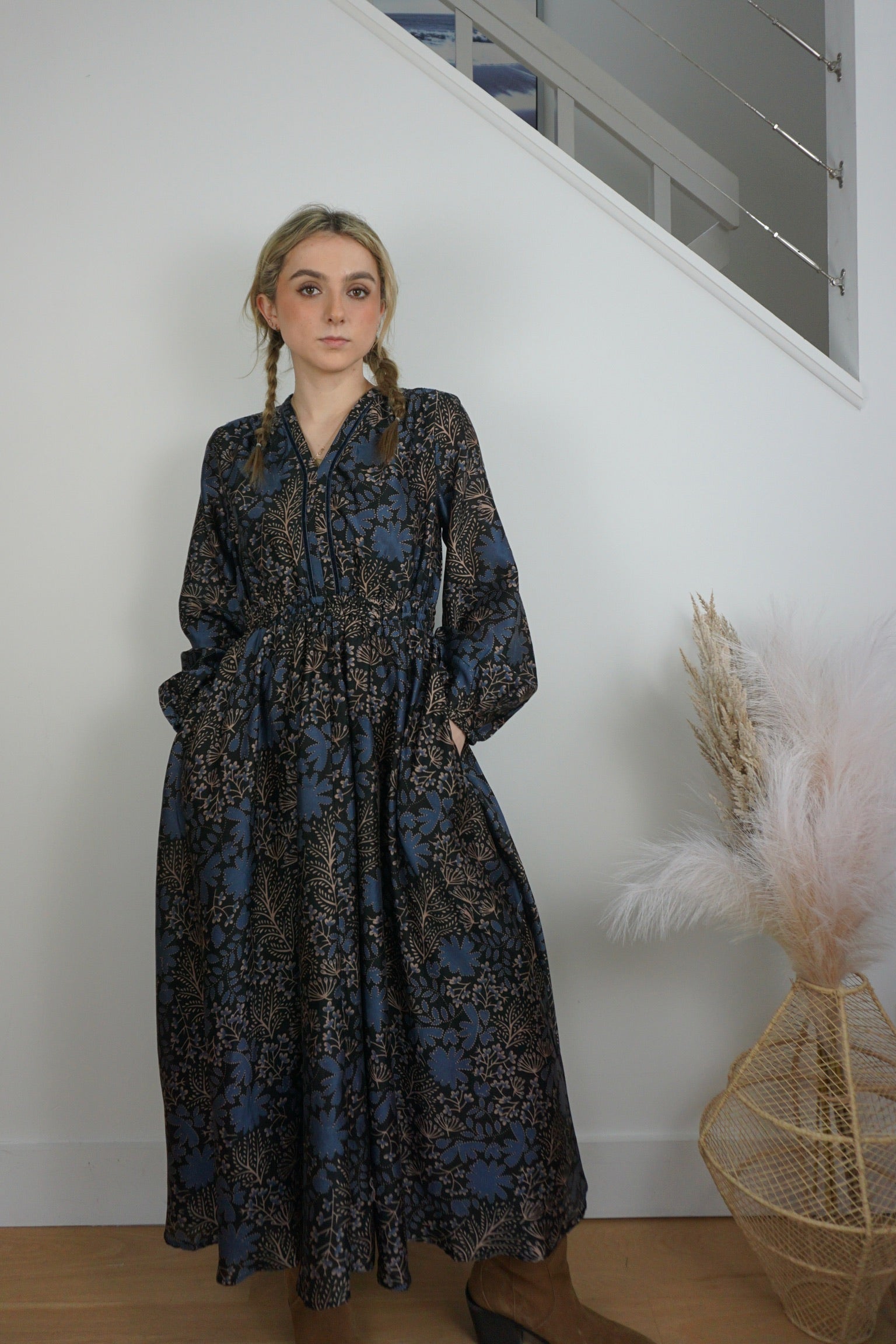 Aria Maxi Dress - Blue Flower