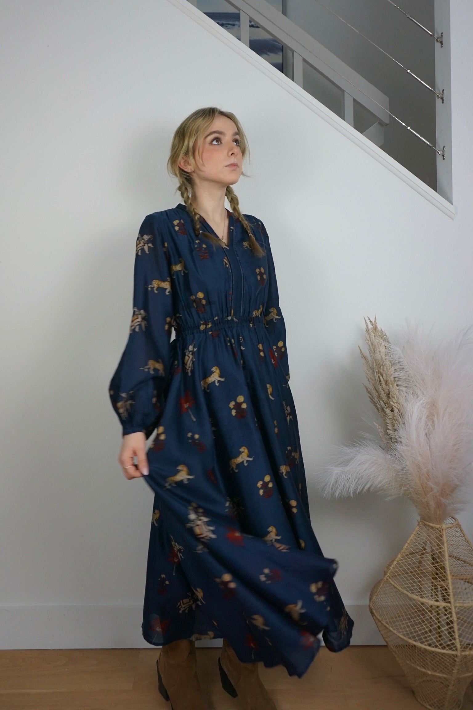 Aria Maxi Dress - Navy Tiger