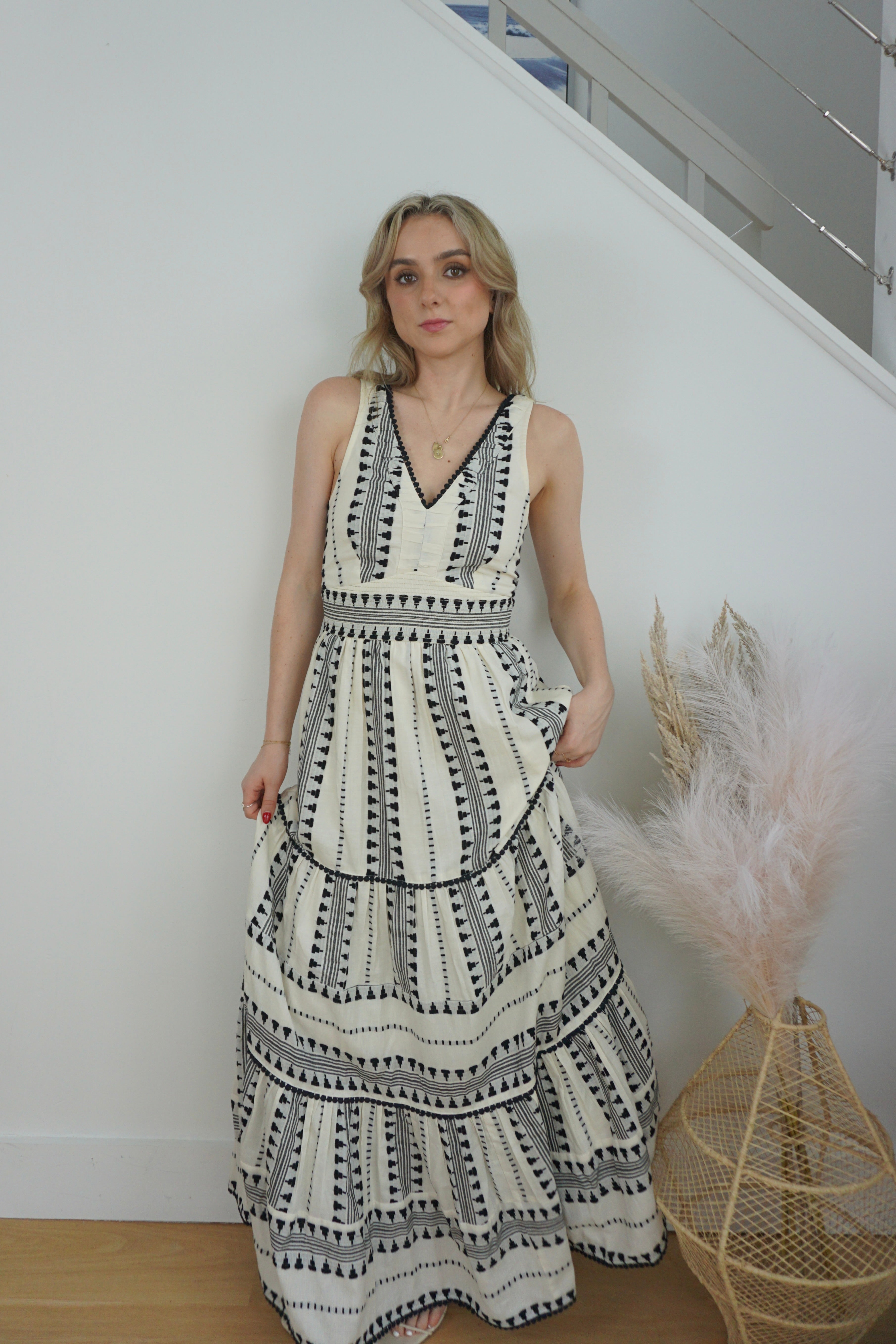 Zuma Maxi Dress - Black/Cream