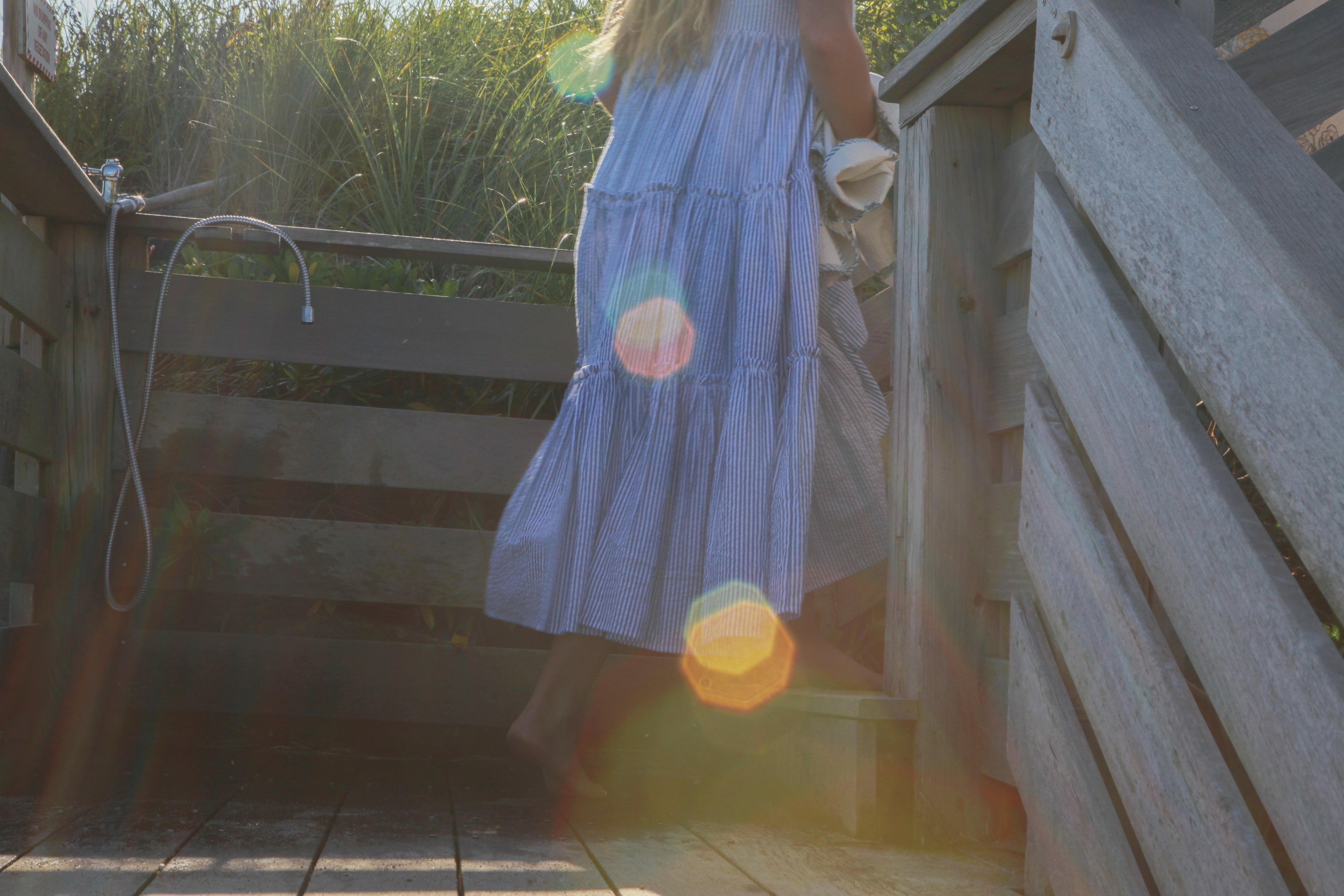 Donna Tiered Maxi Dress in Seersucker