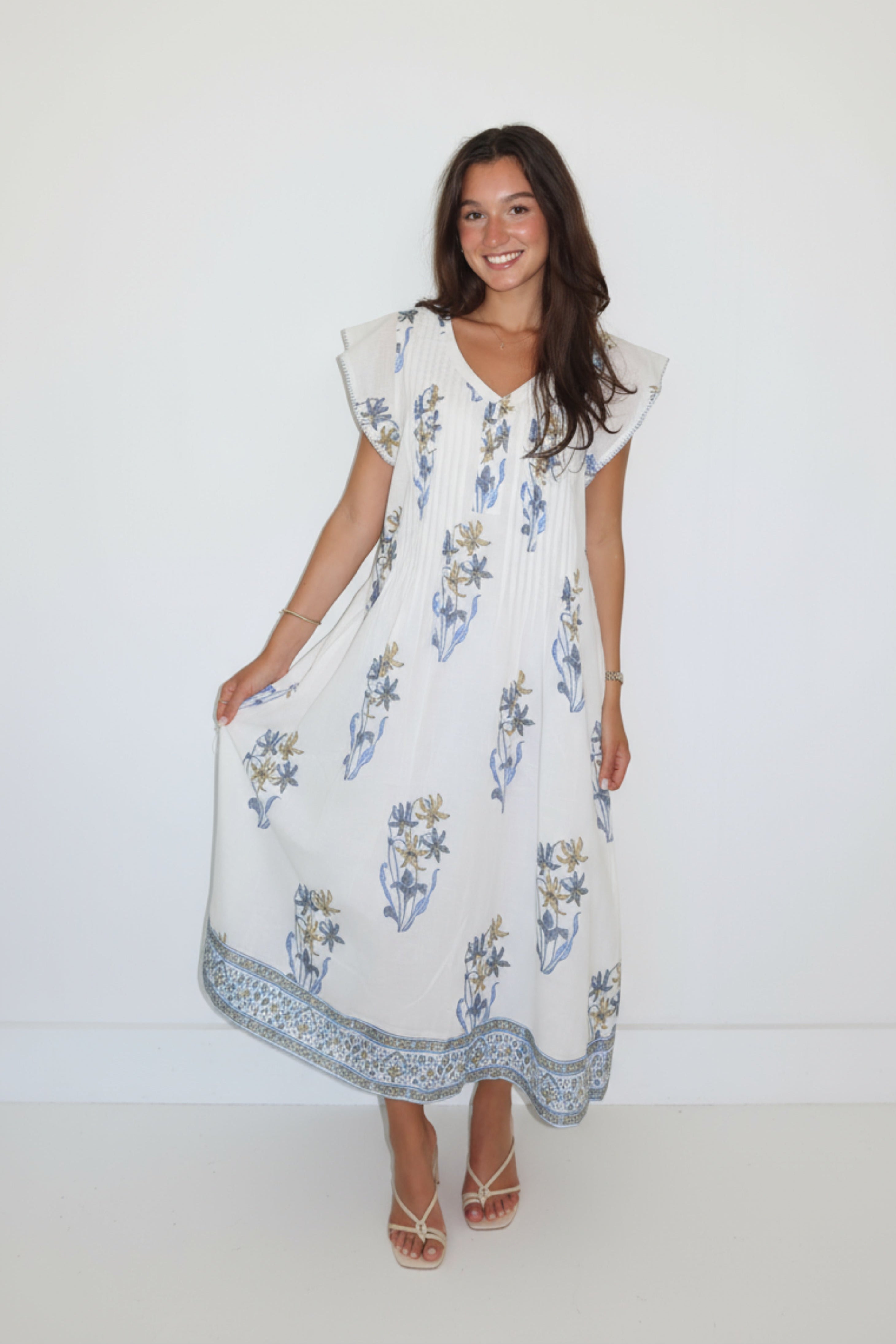 Doris Long Dress in Blue Lily
