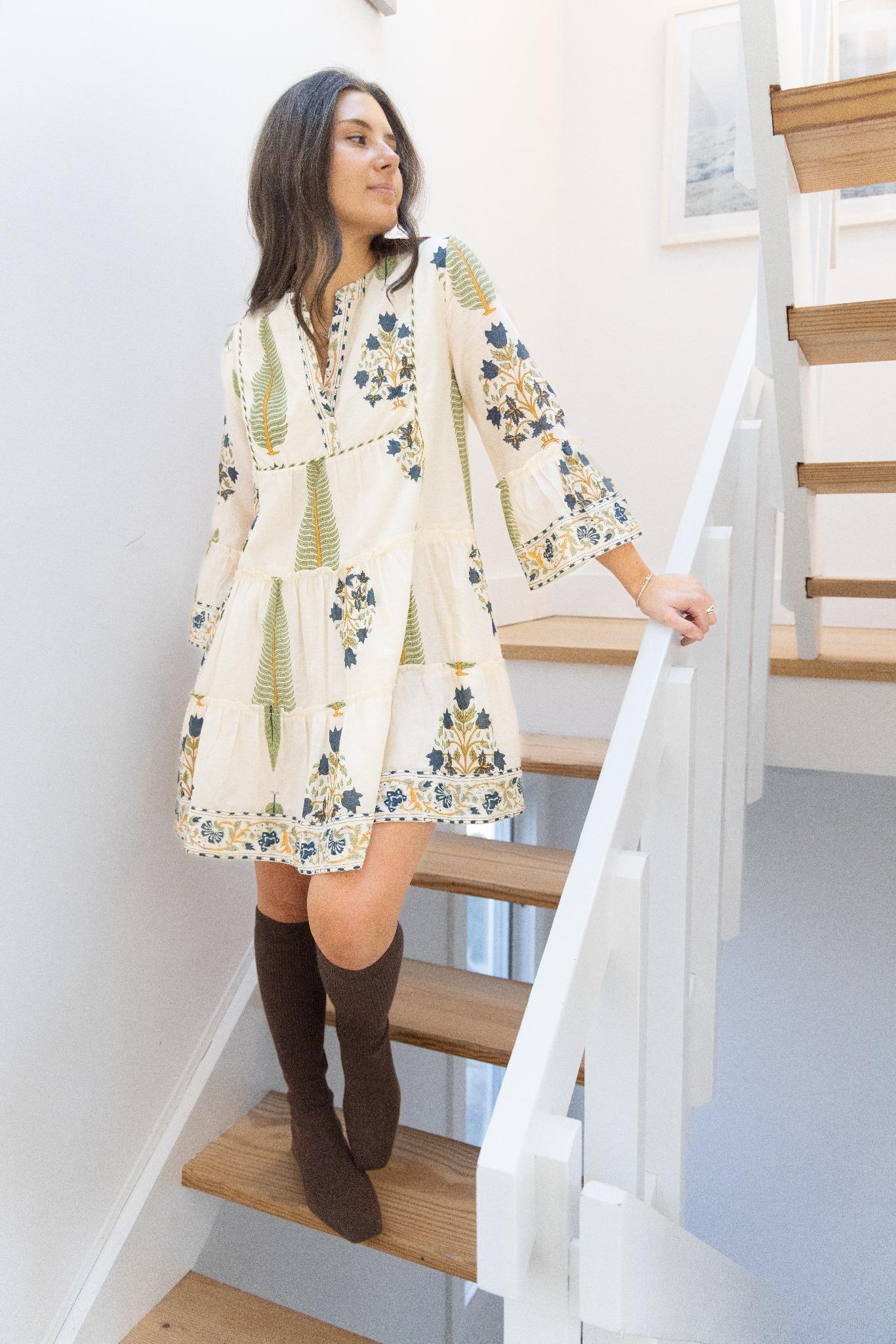 Dylan Mini Dress in Navy Victorian