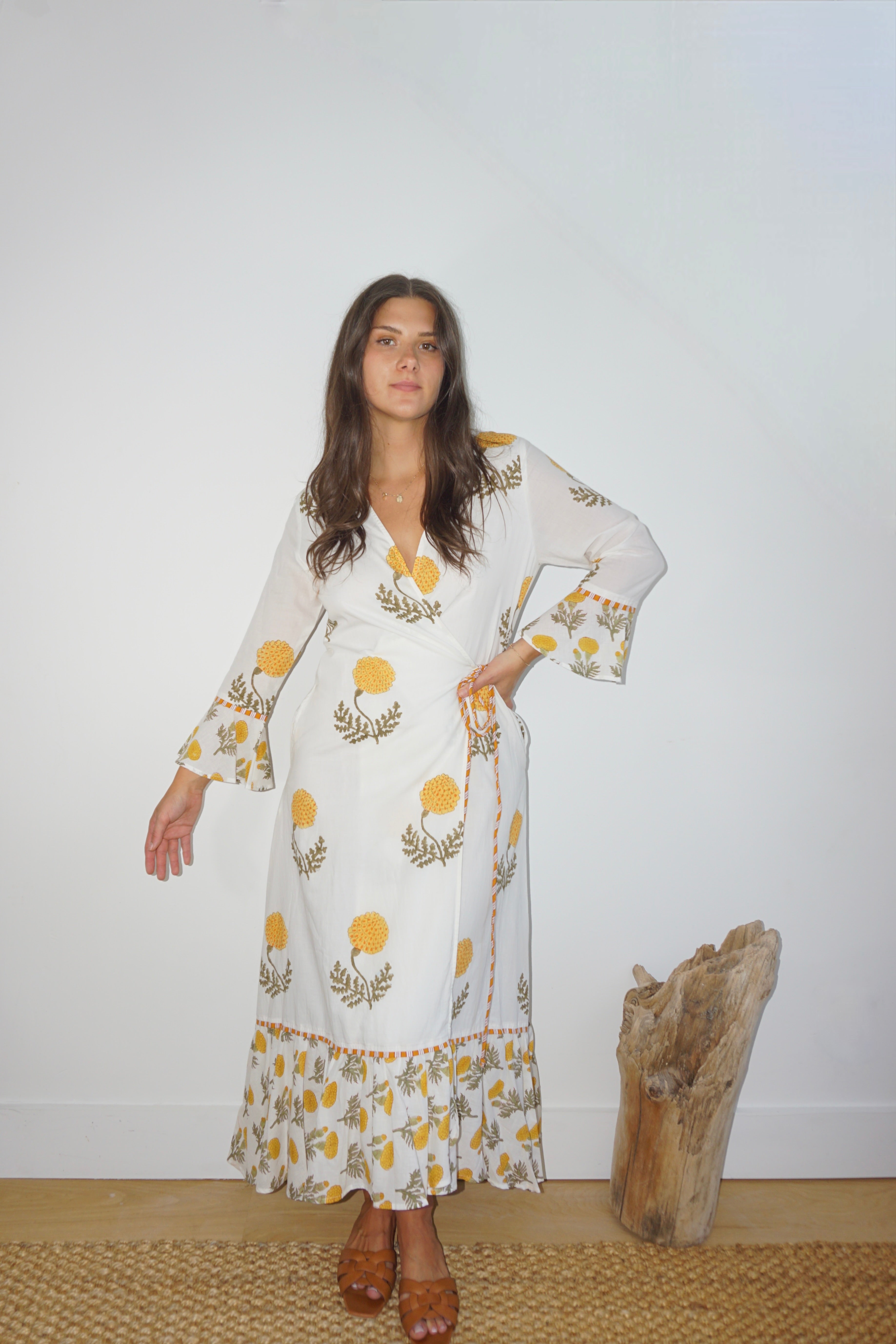Rhode Wrap Dress in Marigold