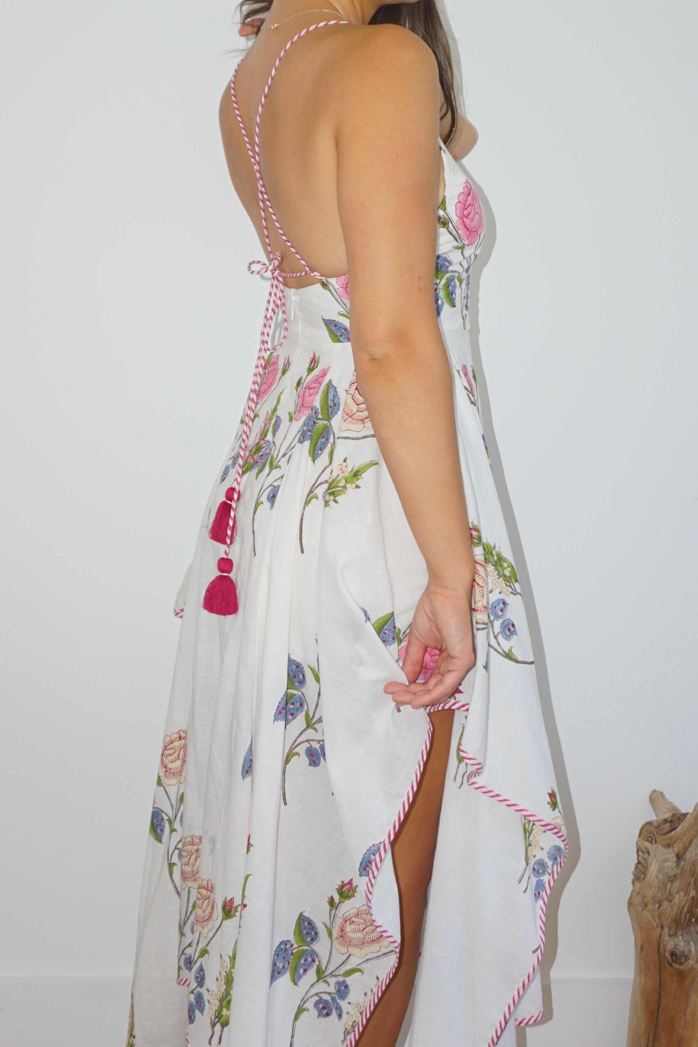 Cross Back Dress in Multi Rosette