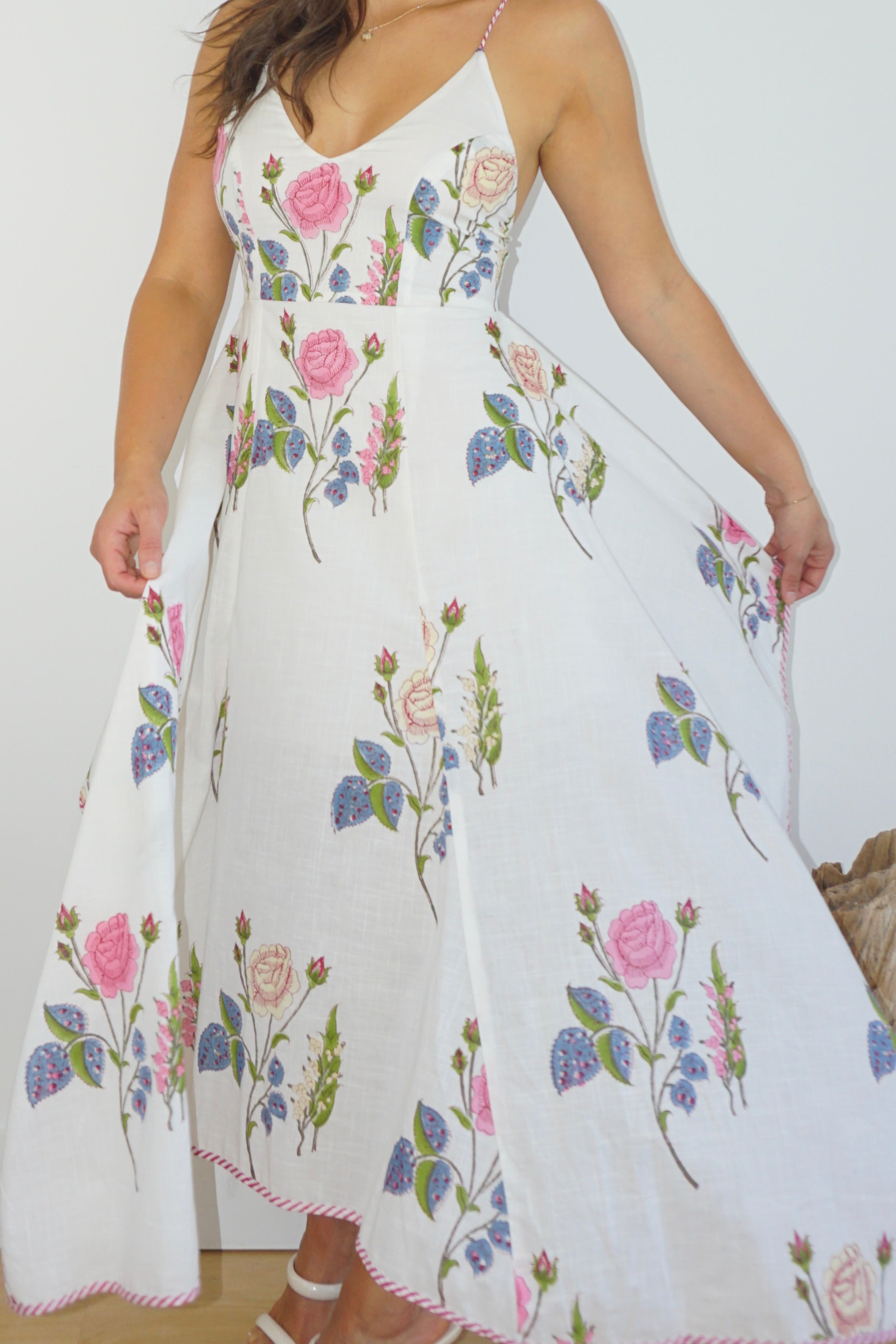 Cross Back Dress in Multi Rosette