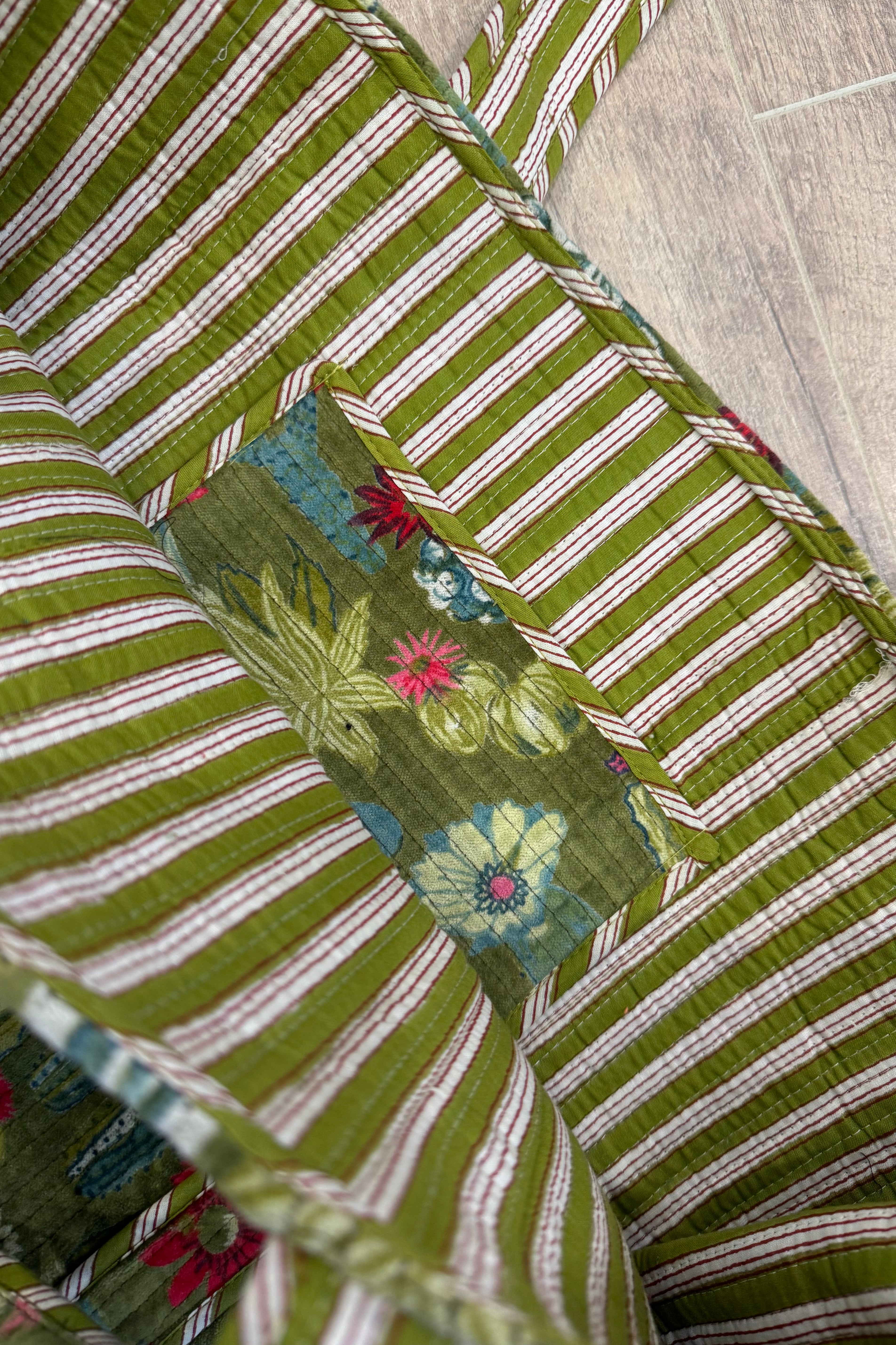 XL Velvet Tote in Cacti - Sage Green