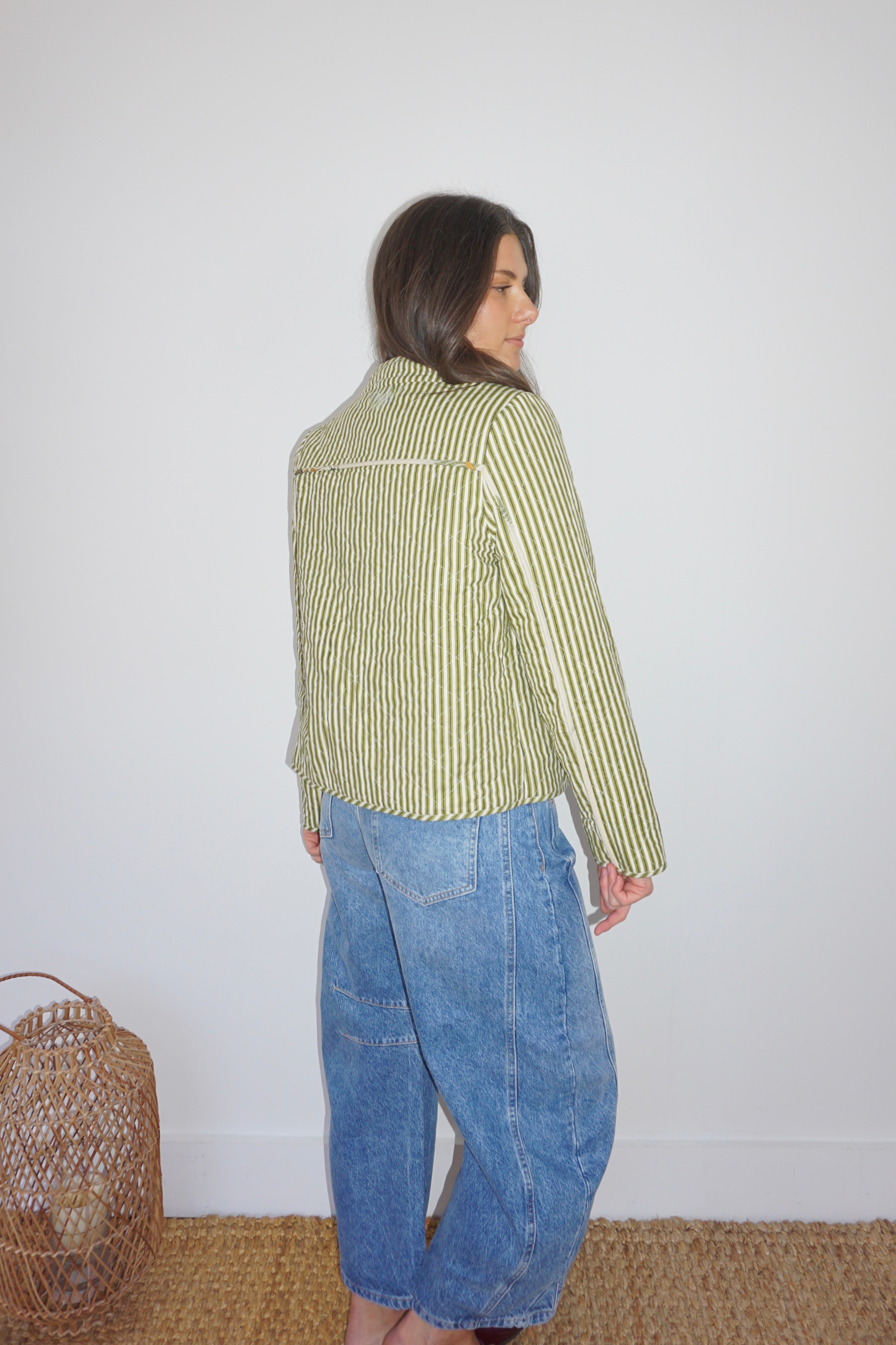 Fallon Quilted Reversible Jacket in Navy Victorian