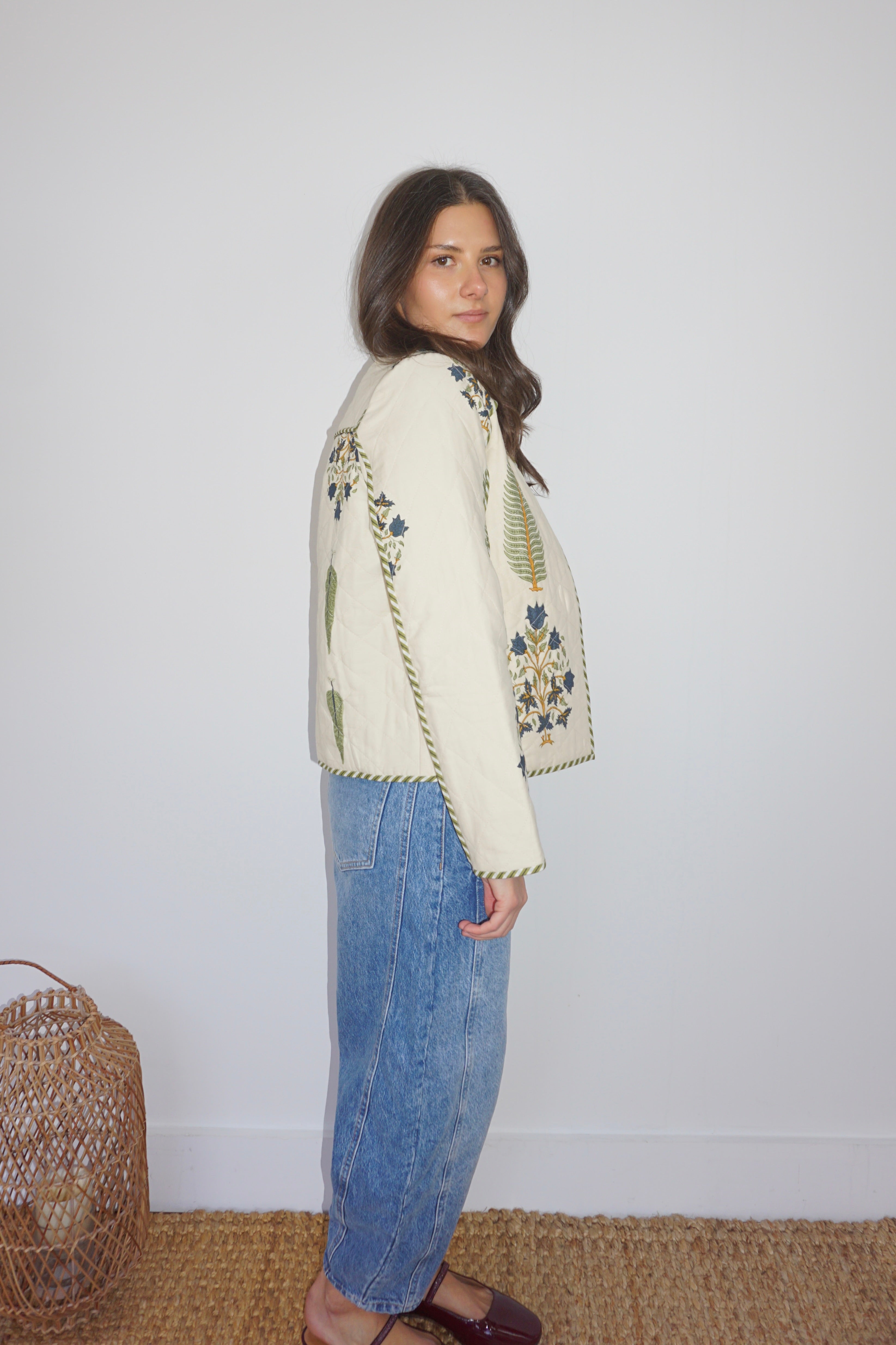 Fallon Quilted Rvrs Jacket in Navy Victorian