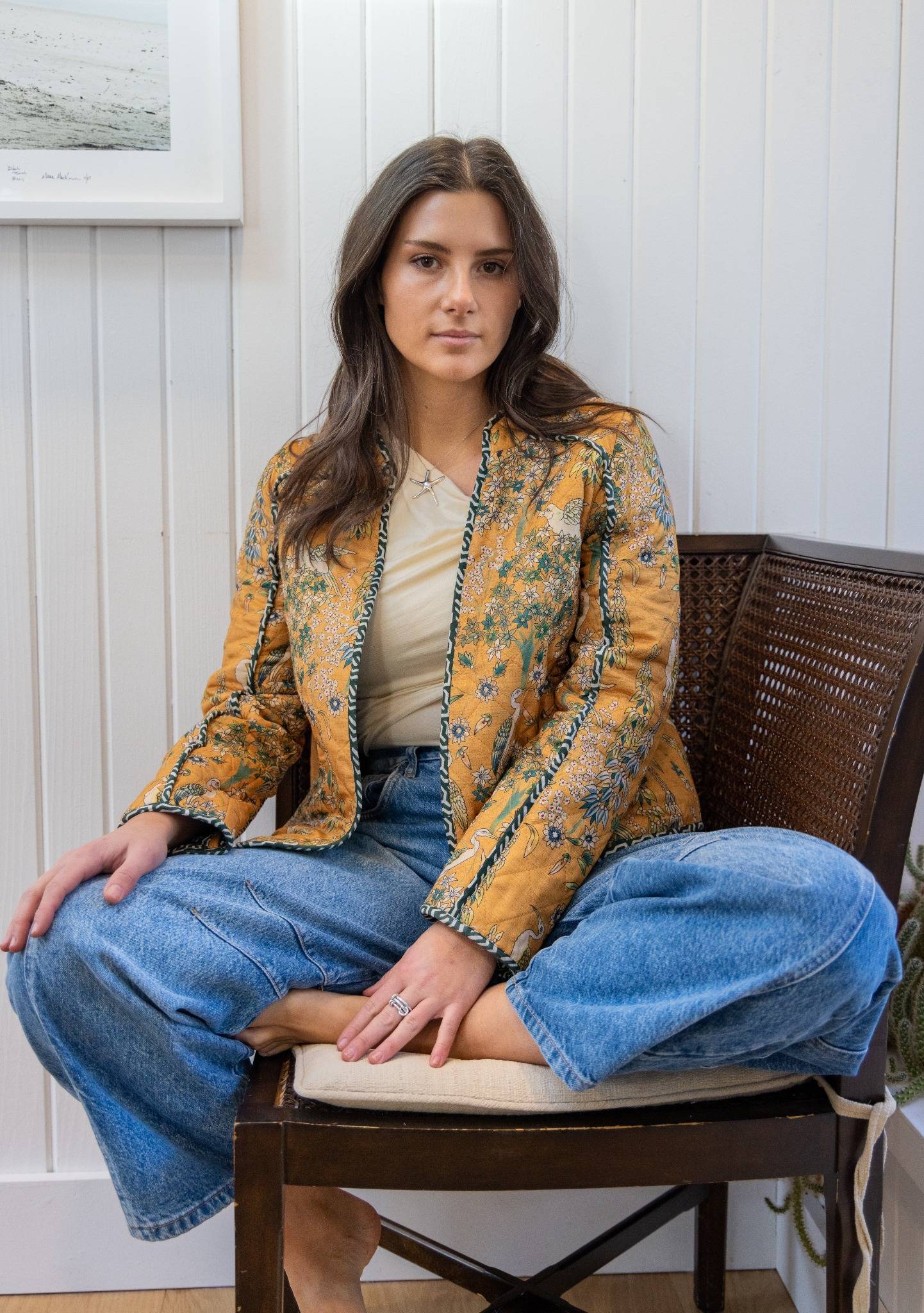 Fallon Quilted Reversible Jacket in Saffron Heron
