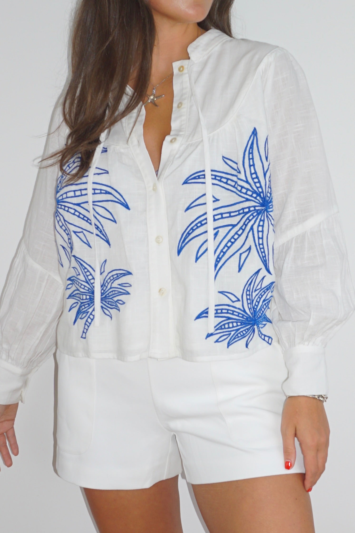 Flora Top in Blue Abs Palms